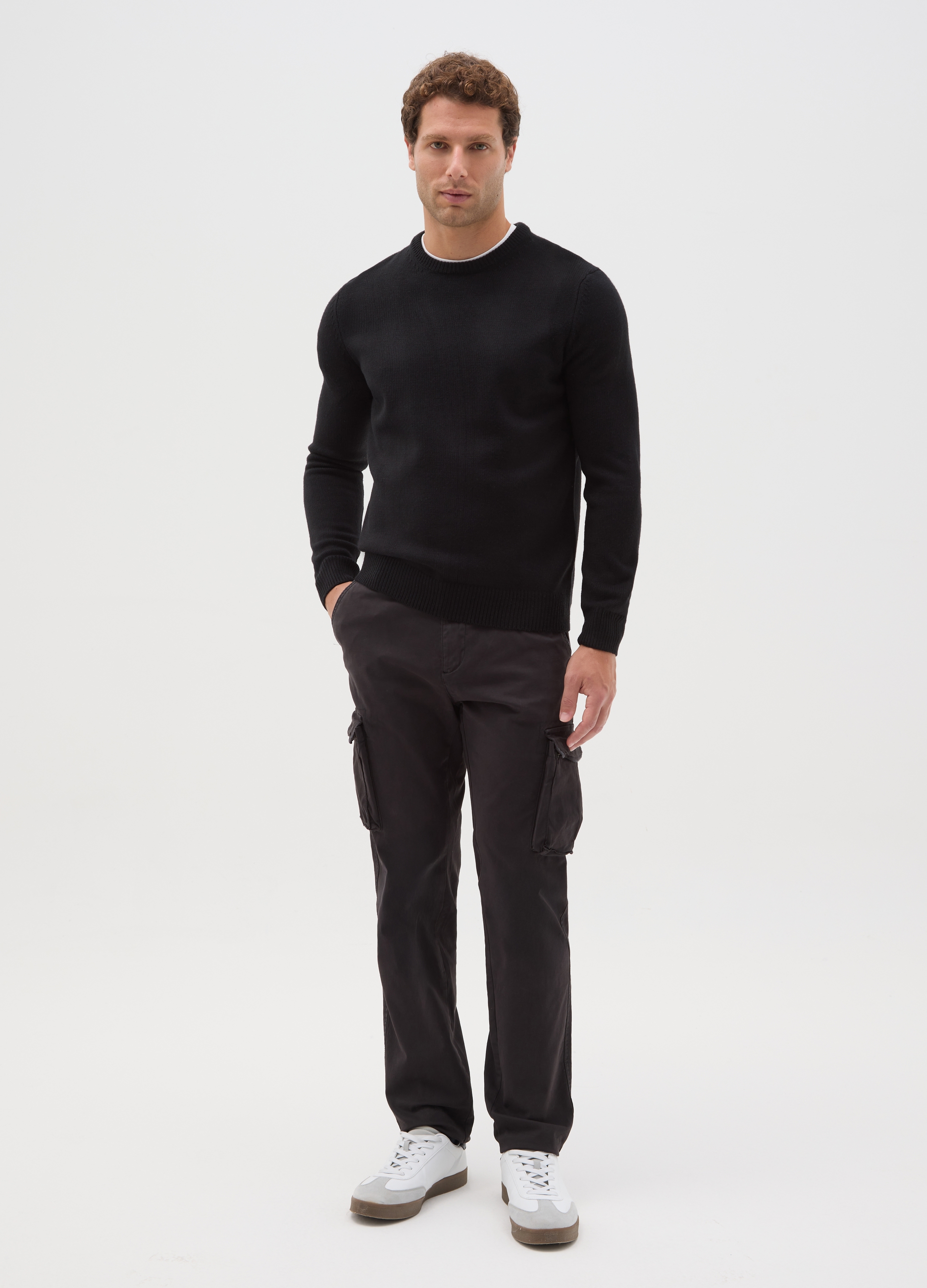 Pantalones Cargo Negros De Algodón Elástico Slim Fit, Hombre, Gunmetal, Talla: 56