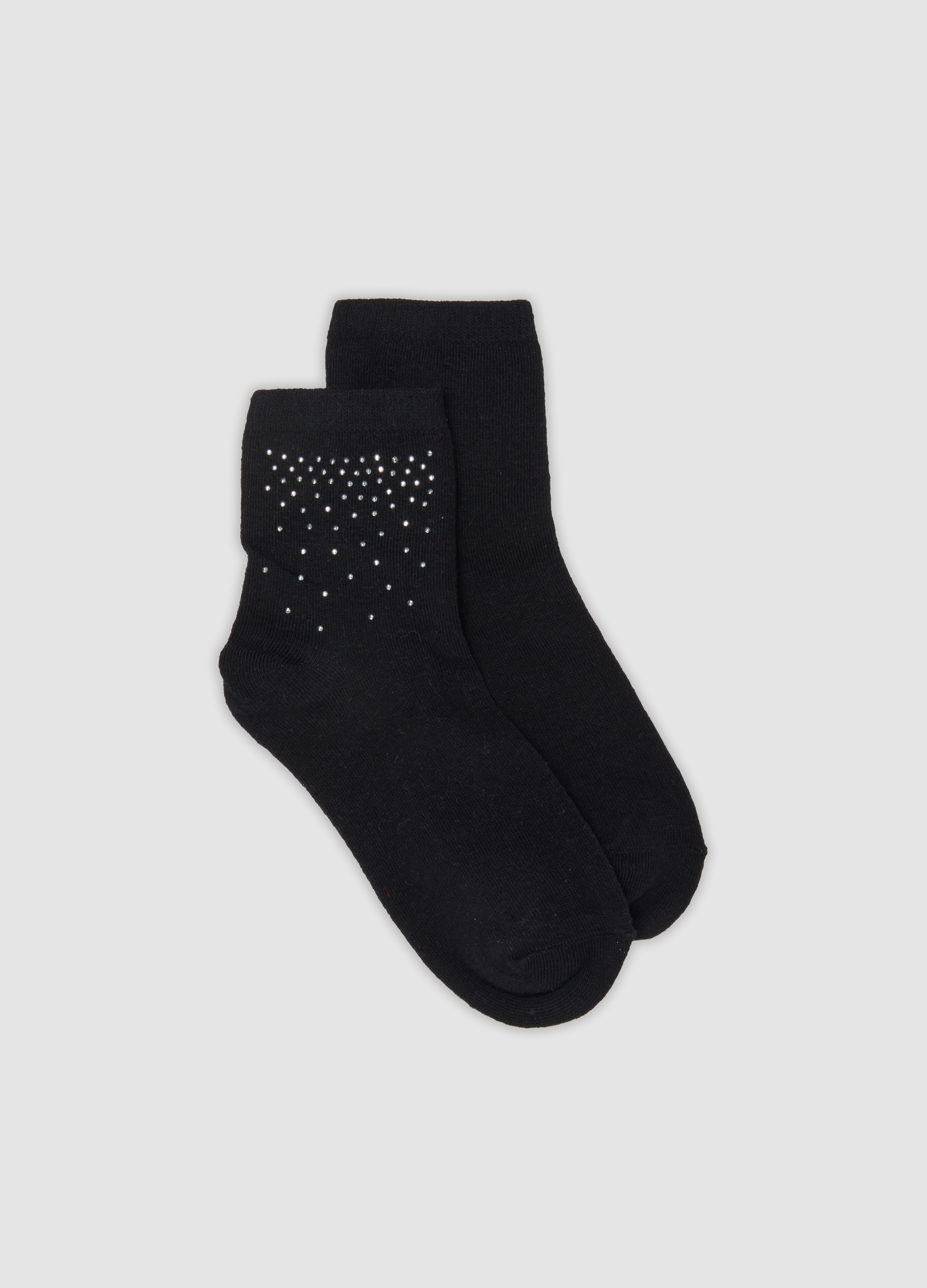 OVS, Calzini Neri In Cotone Organico Elasticizzato Con Strass, Donna, Nero, Taglia: 39-41