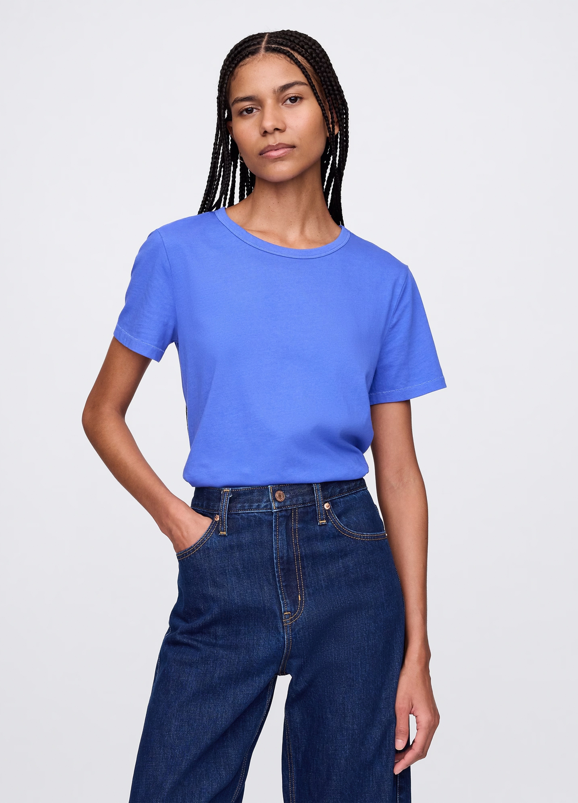 GAP, T-shirt Blu In Puro Cotone, Donna, Blu, Taglia: XS