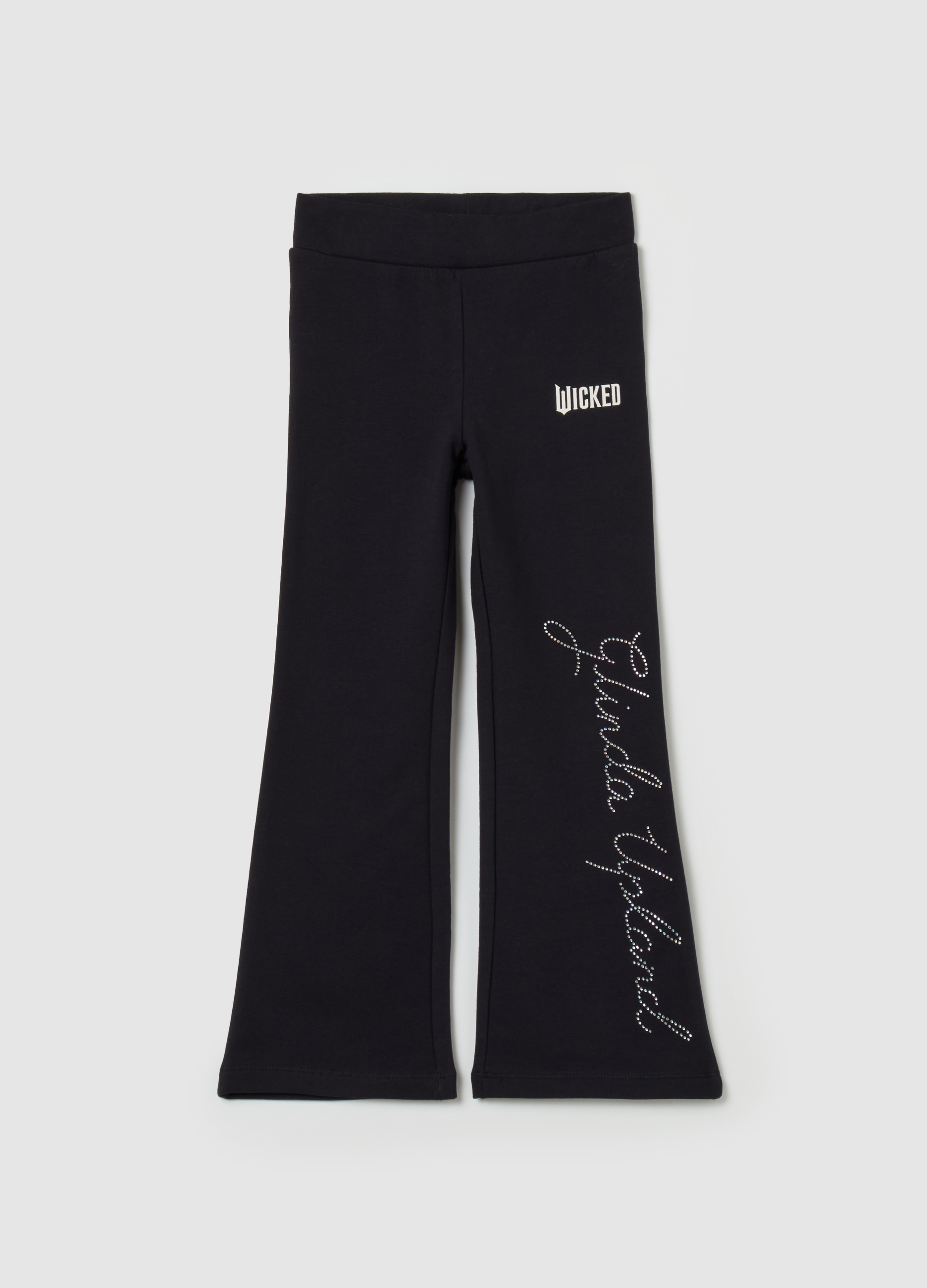 OVS, Joggers Flare Fit Stampa Wicked Con Strass, Bambina, Nero, Taglia: 5-6