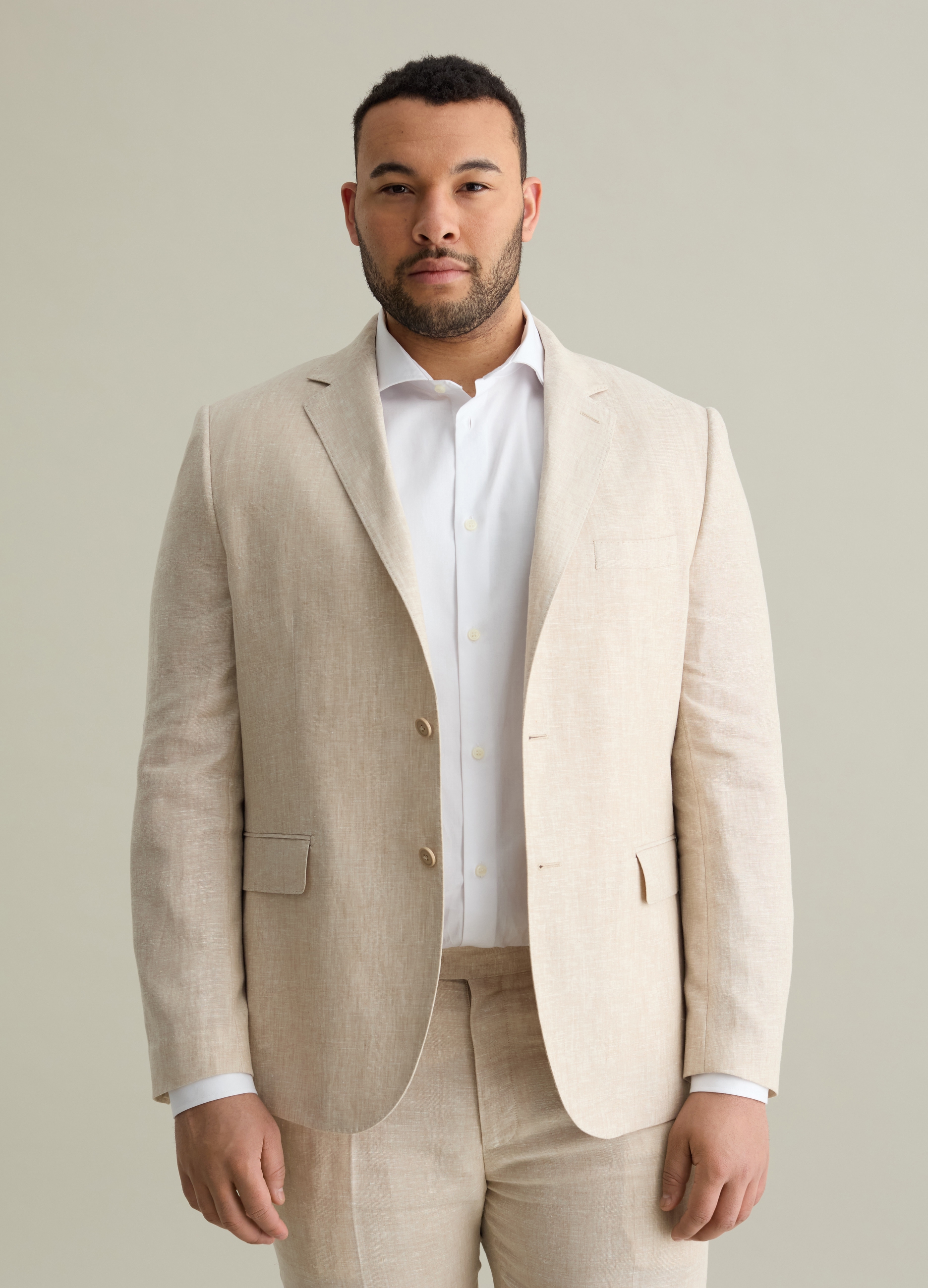 PIOMBO, Blazer Oversize In Lino Plus Size, Uomo, Beige, Taglia: 54