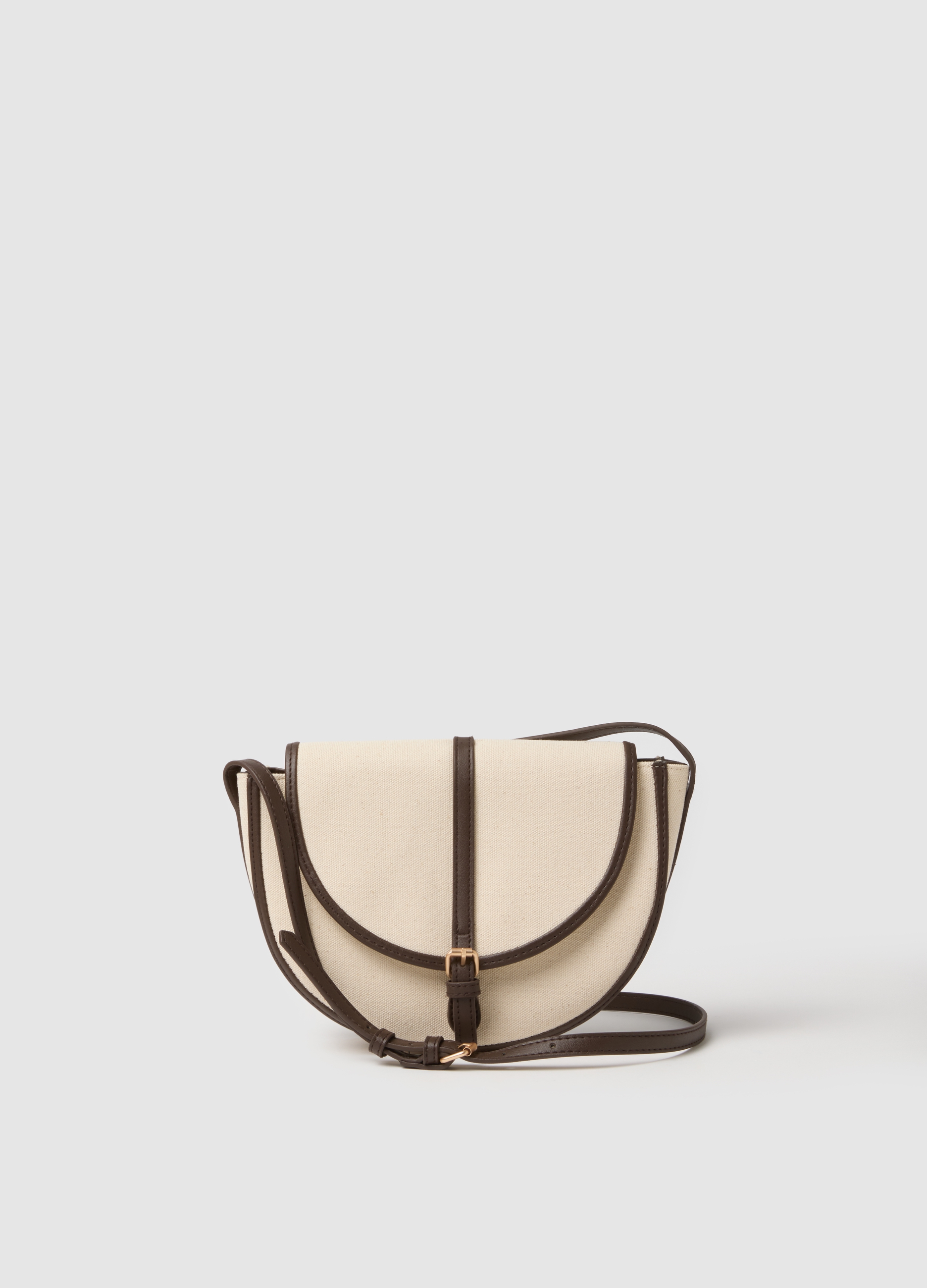 Bolso Cruzado Multicolor Con Hebilla Dorada Y Correa Ajustable, Mujer, Beige/Marrón, Talla: FASUL