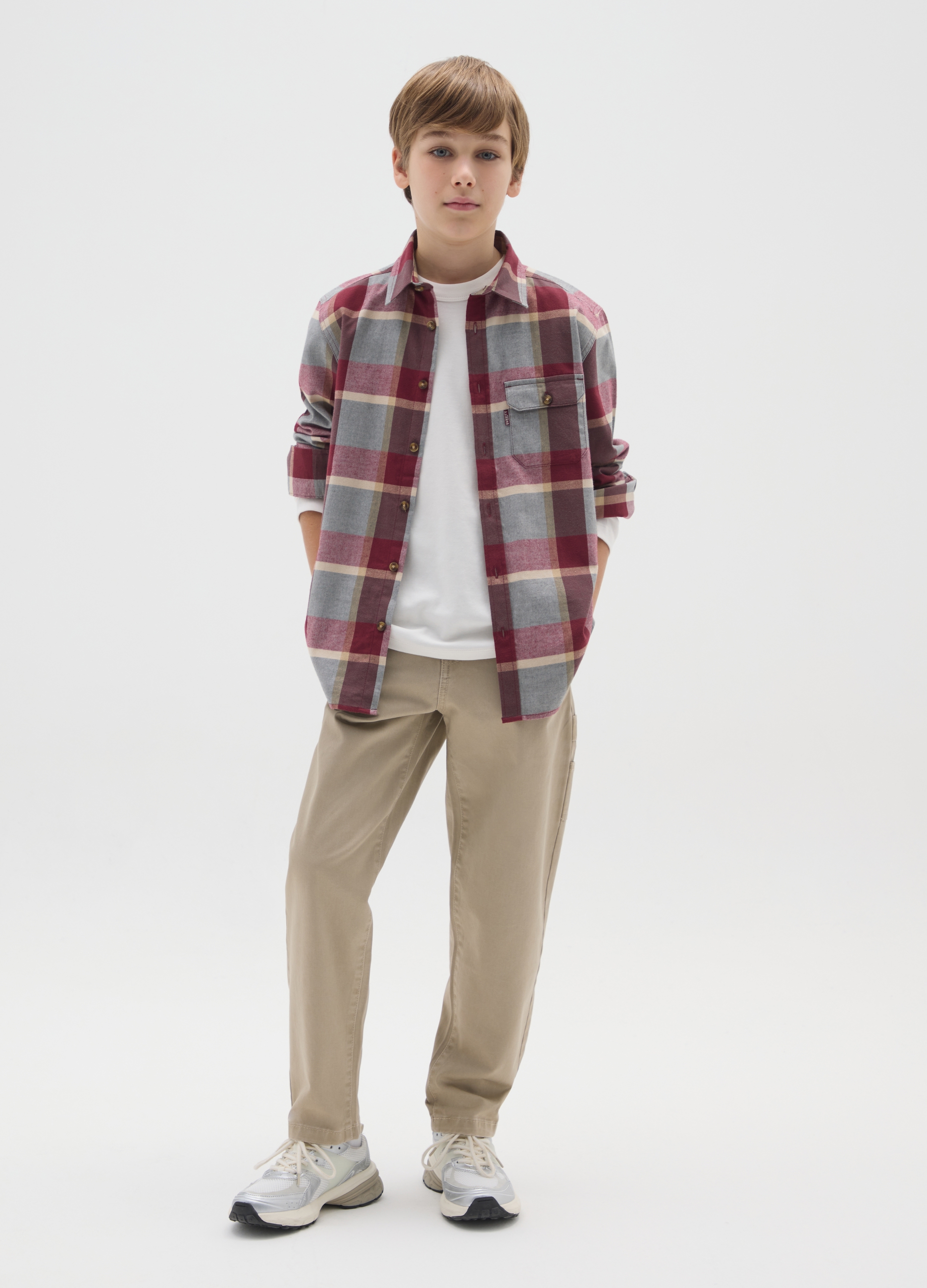 OVS KIDS, Pantaloni Da Ragazzo In Puro Cotone Marrone, Bambino, Marrone, Taglia: 10-11