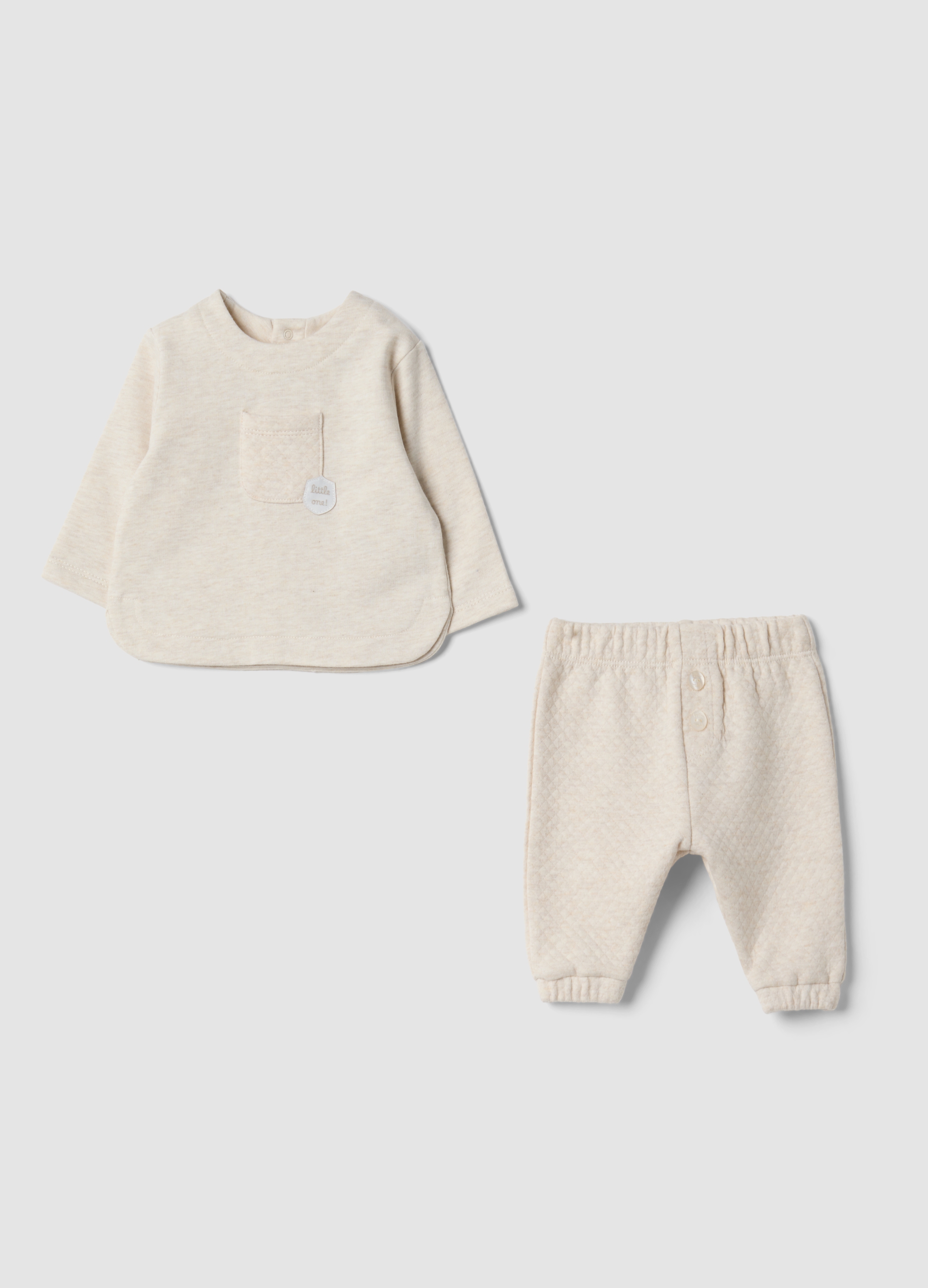FAGOTTINO, Completo Beige In Misto Cotone Organico Due Pezzi Per Neonato, Beige, Taglia: 3-6