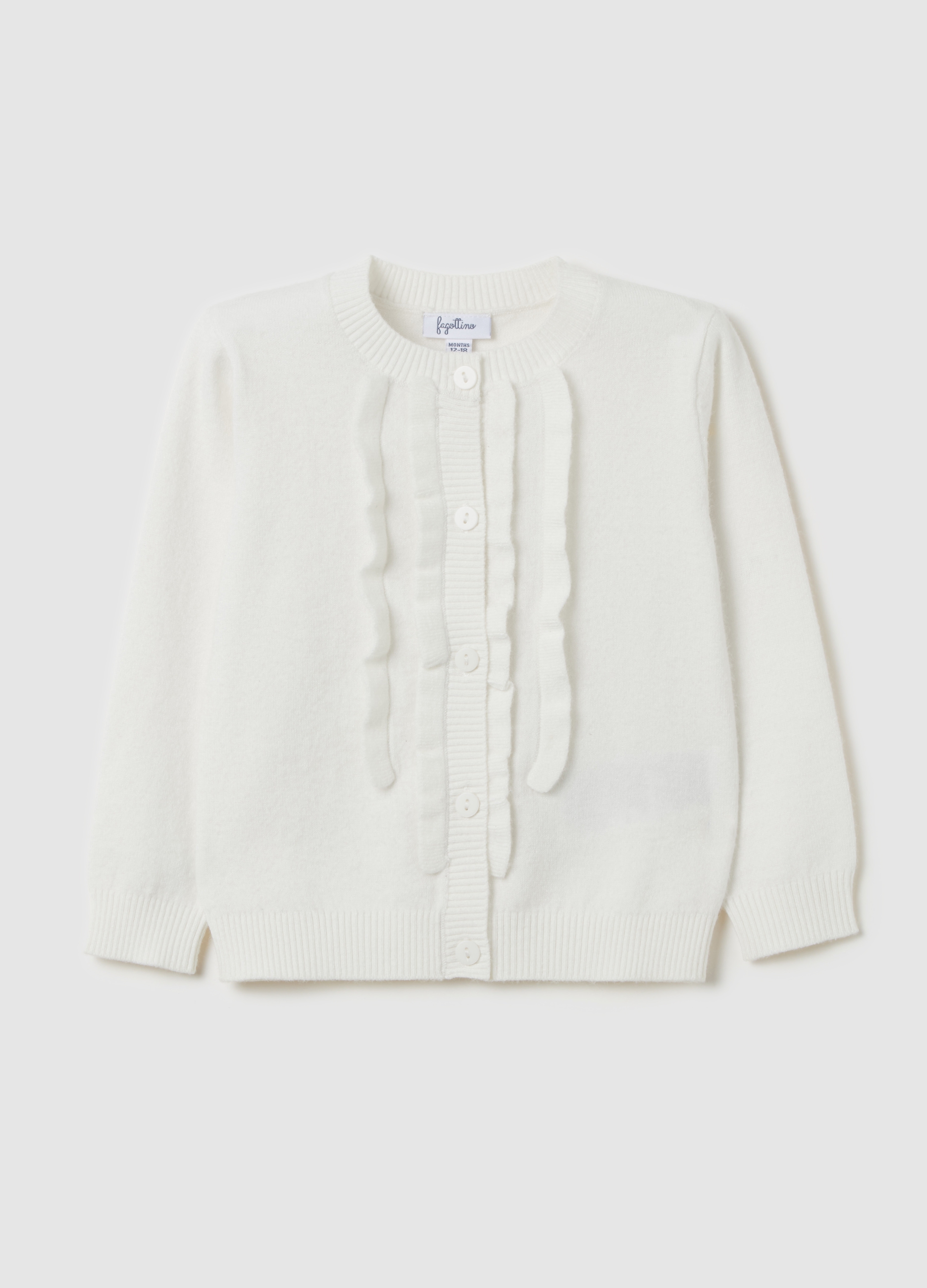 FAGOTTINO, Cardigan Girocollo Con Applicazioni, Bambina, Bianco, Taglia: 9-12