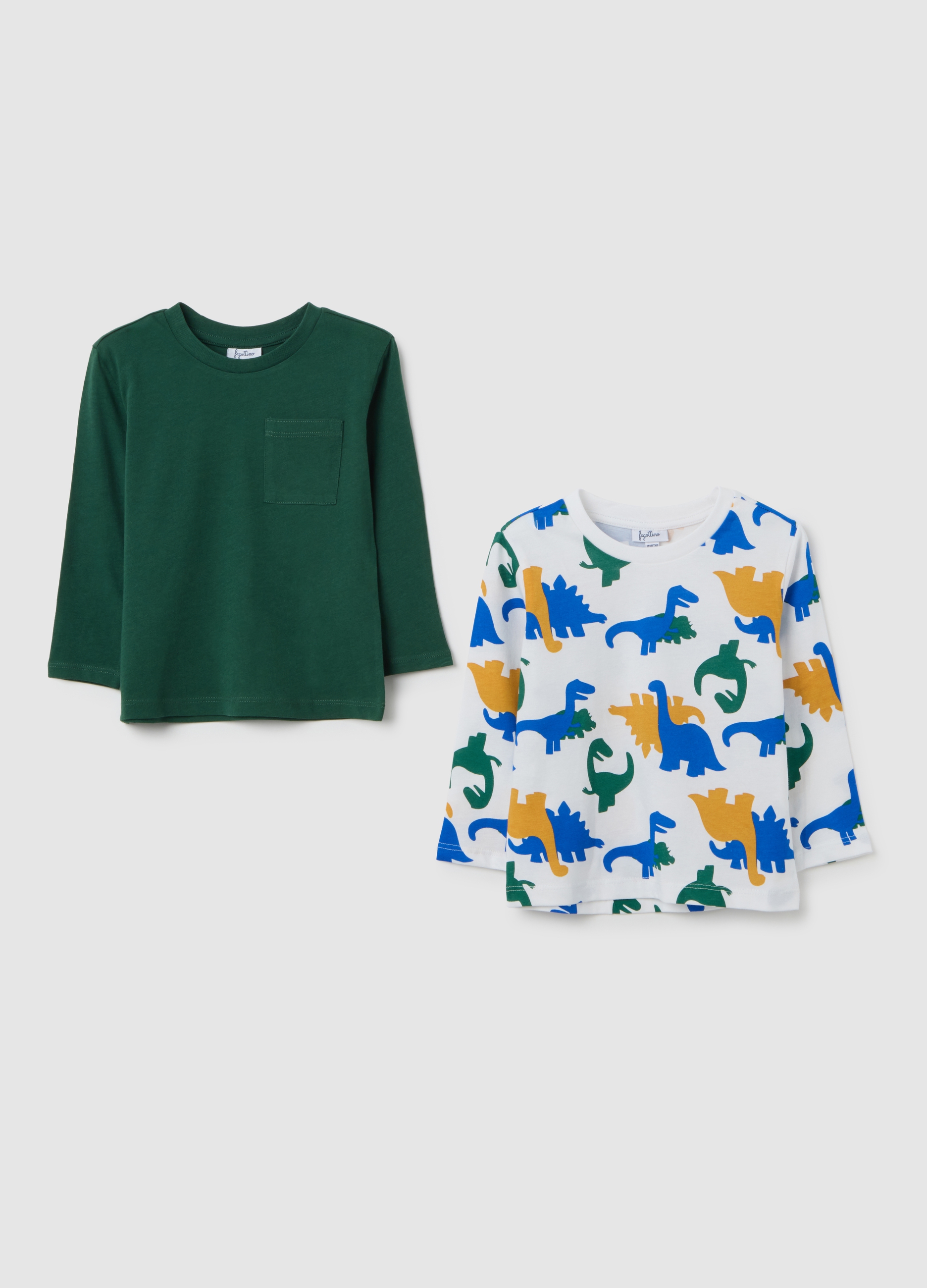 T-shirt Da Neonato In Puro Cotone Multicolor Regular Fit, Niño, Green/White, Talla: 9-12