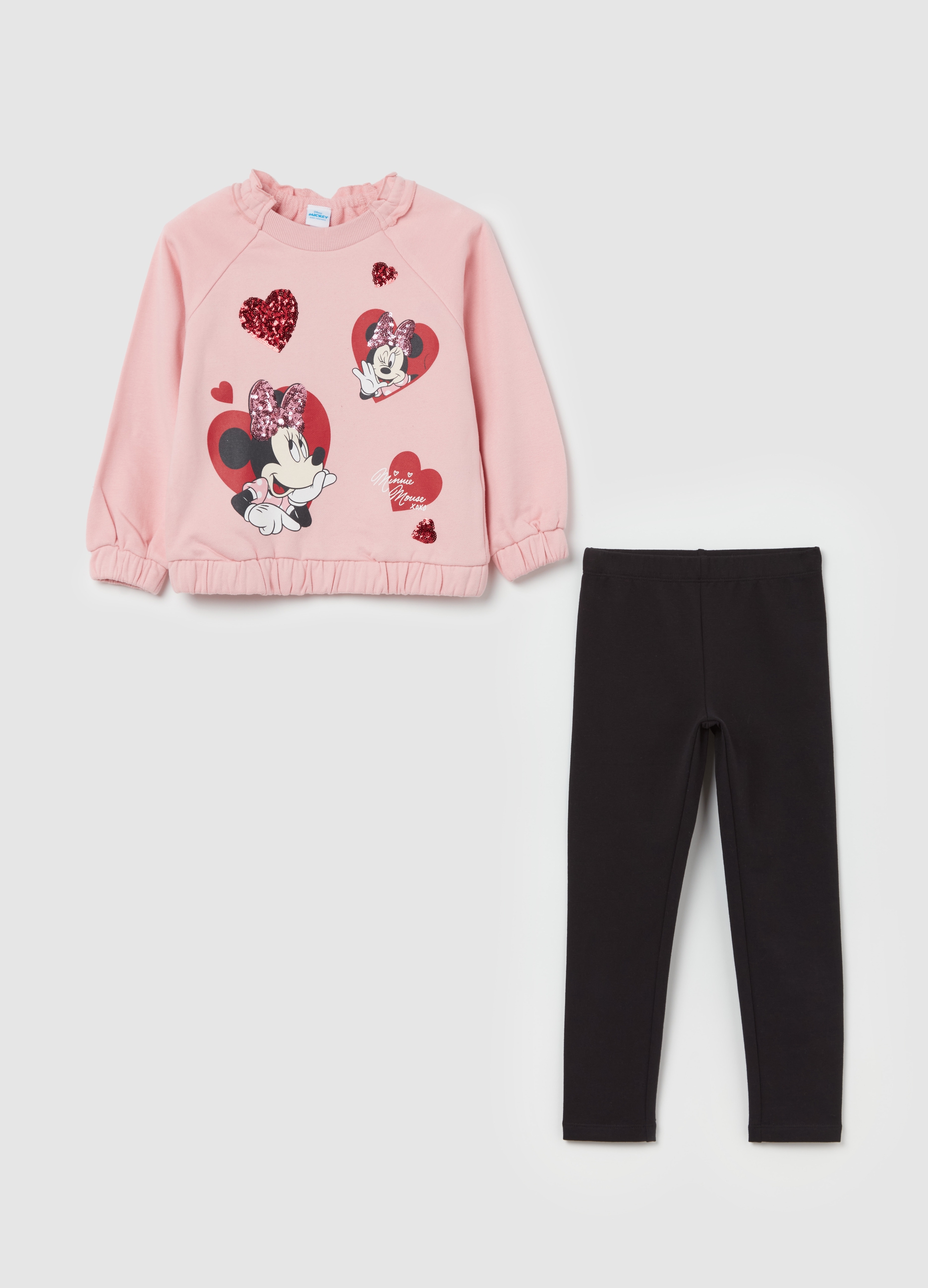 OVS KIDS, Pack Jogging Con Lentejuelas Y Estampado Minnie, Niña, Negro/rosa, Talla: 6-7