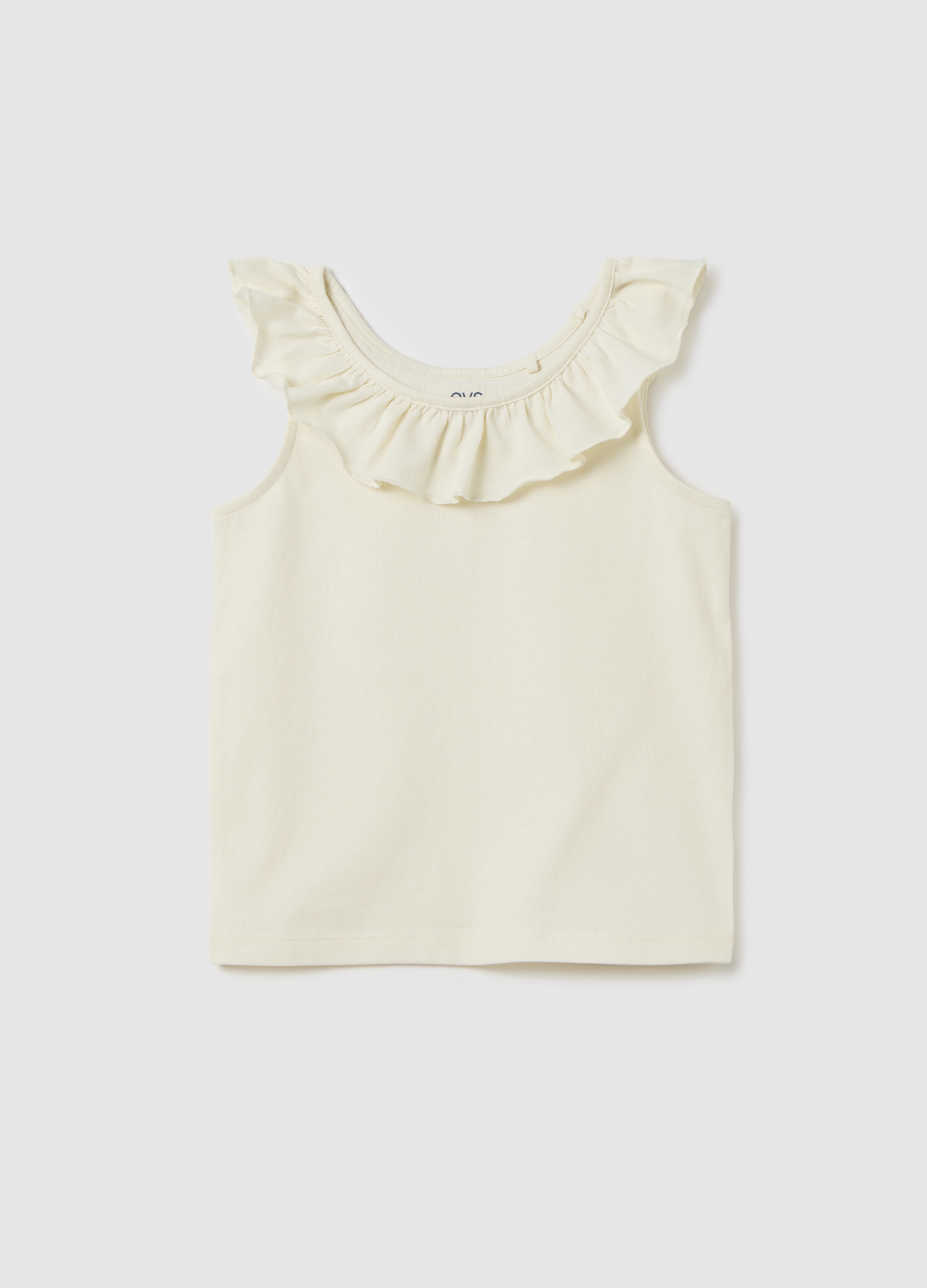 OVS, Top Da Bambina In Puro Cotone Bianco Regular Fit Con Volant, Bianco, Taglia: 3-4