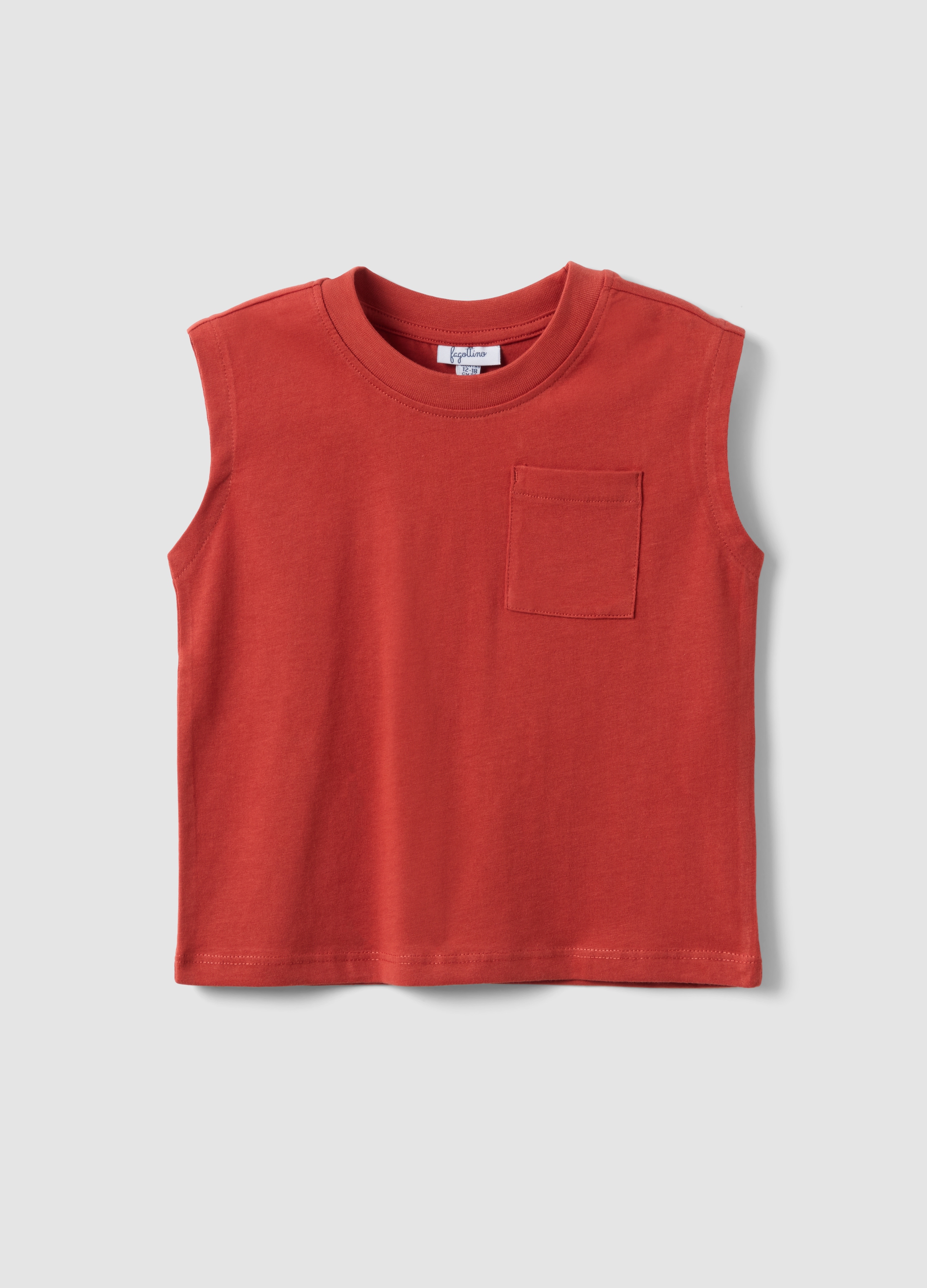 FAGOTTINO, Camiseta De Tirantes Roja De Algodón Puro Para Niños Corte Regular Con Bolsillo, Niño, Rojo fresa, Talla: 12-18
