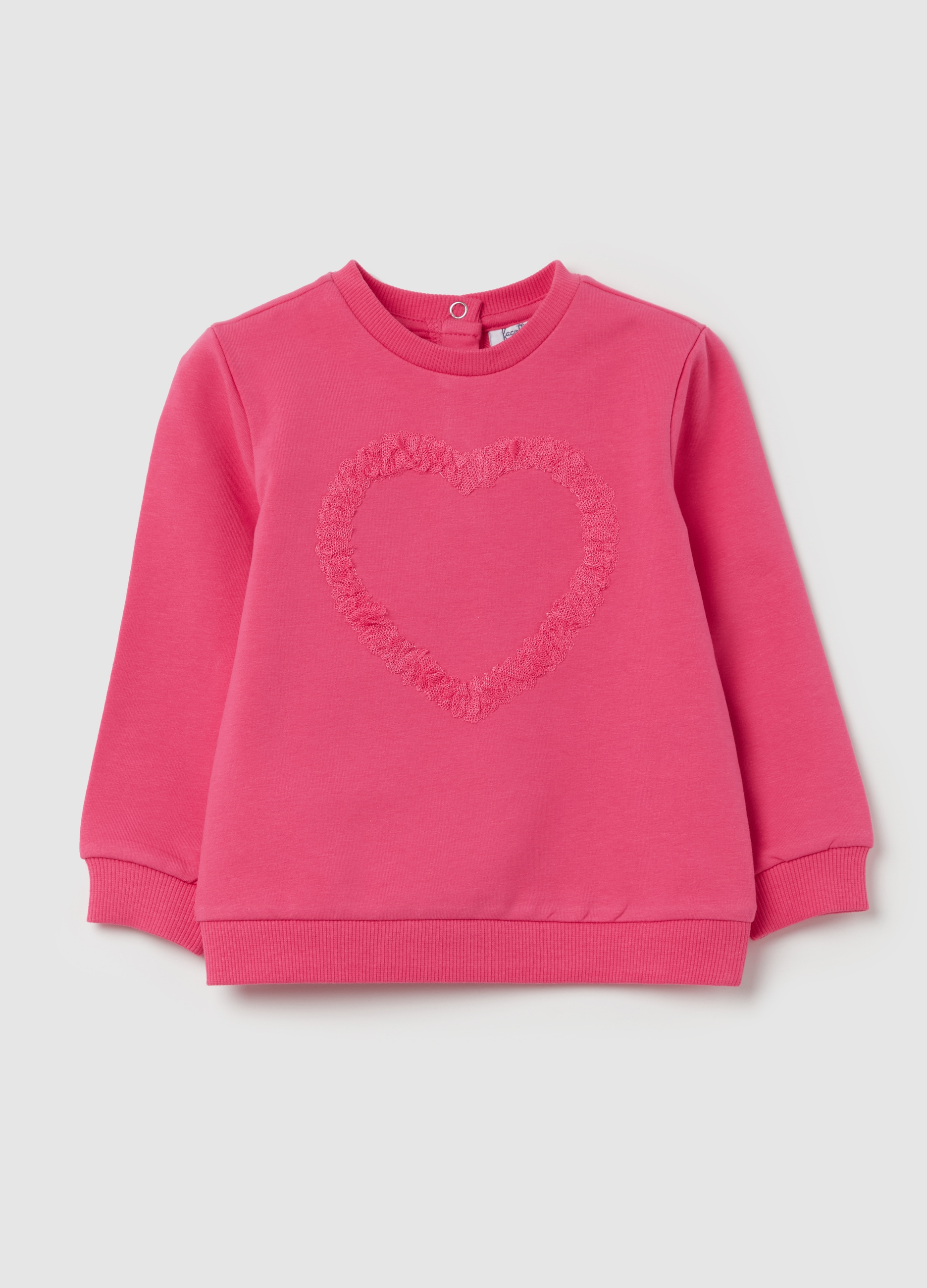 FAGOTTINO, Sudadera De Tejido Rizado Con Corazón De Tul, Niña, Fucsia, Talla: 24-30