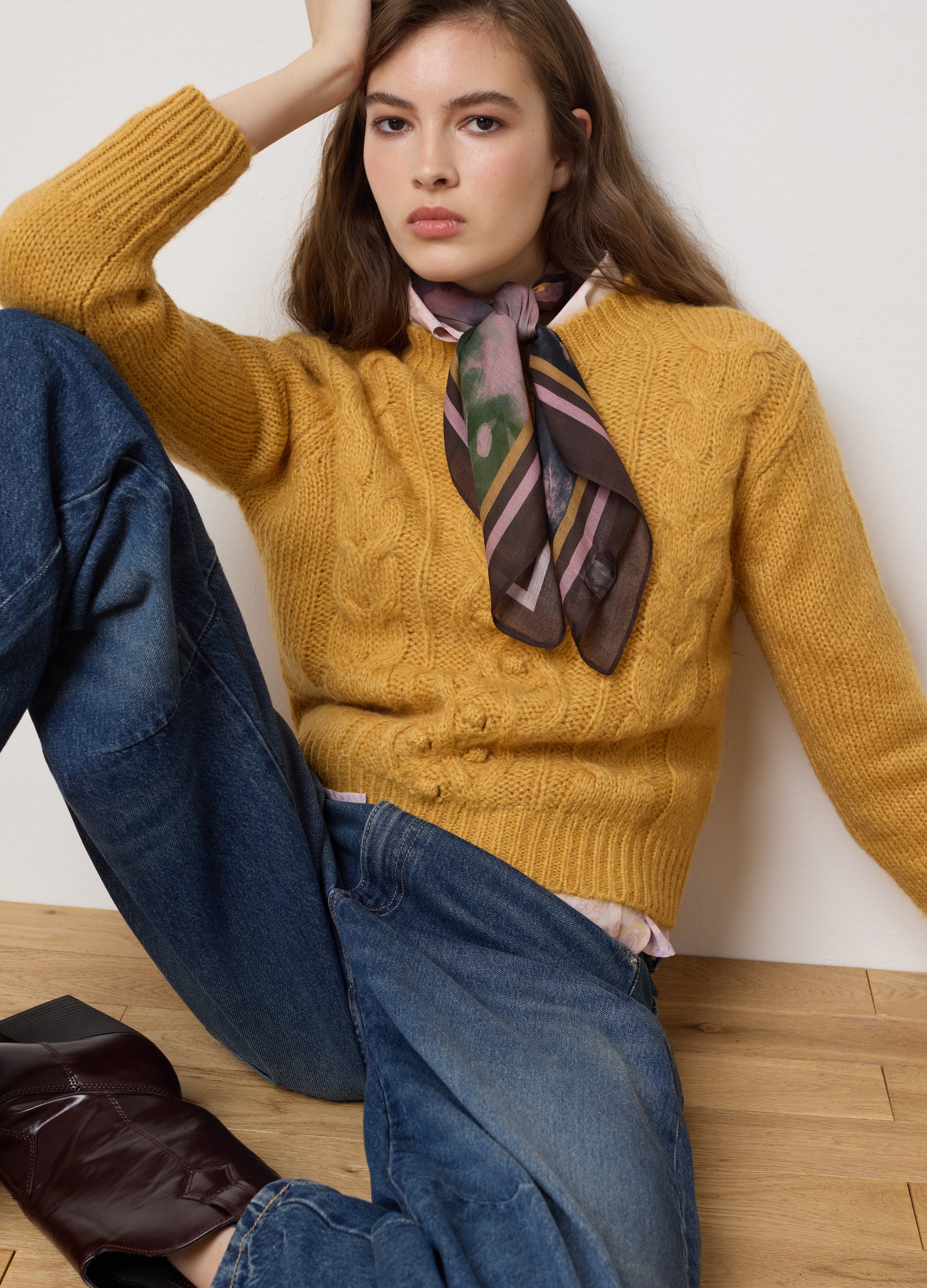 LES COPAINS, Maglione Giallo Regular Fit Con Scollo Rotondo, Mujer, Amarillo mostaza, Talla: 38