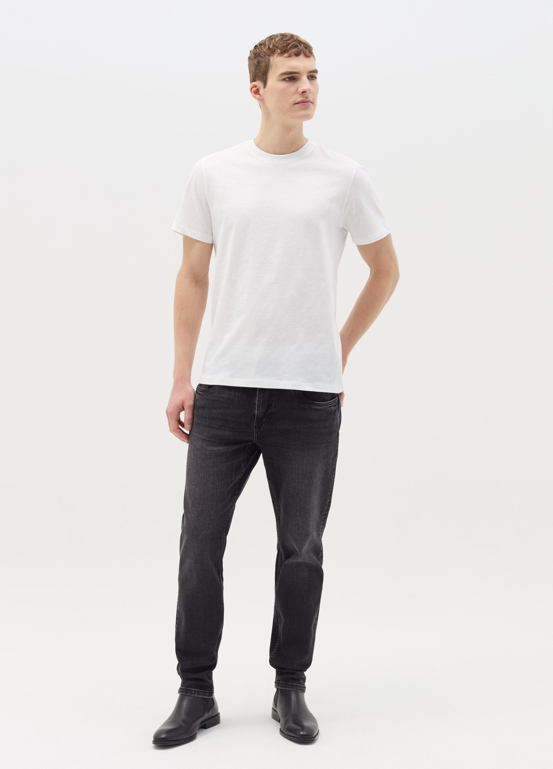 Vaqueros Skinny Fit Cinco Bolsillos, Hombre, Negro, Talla: 46