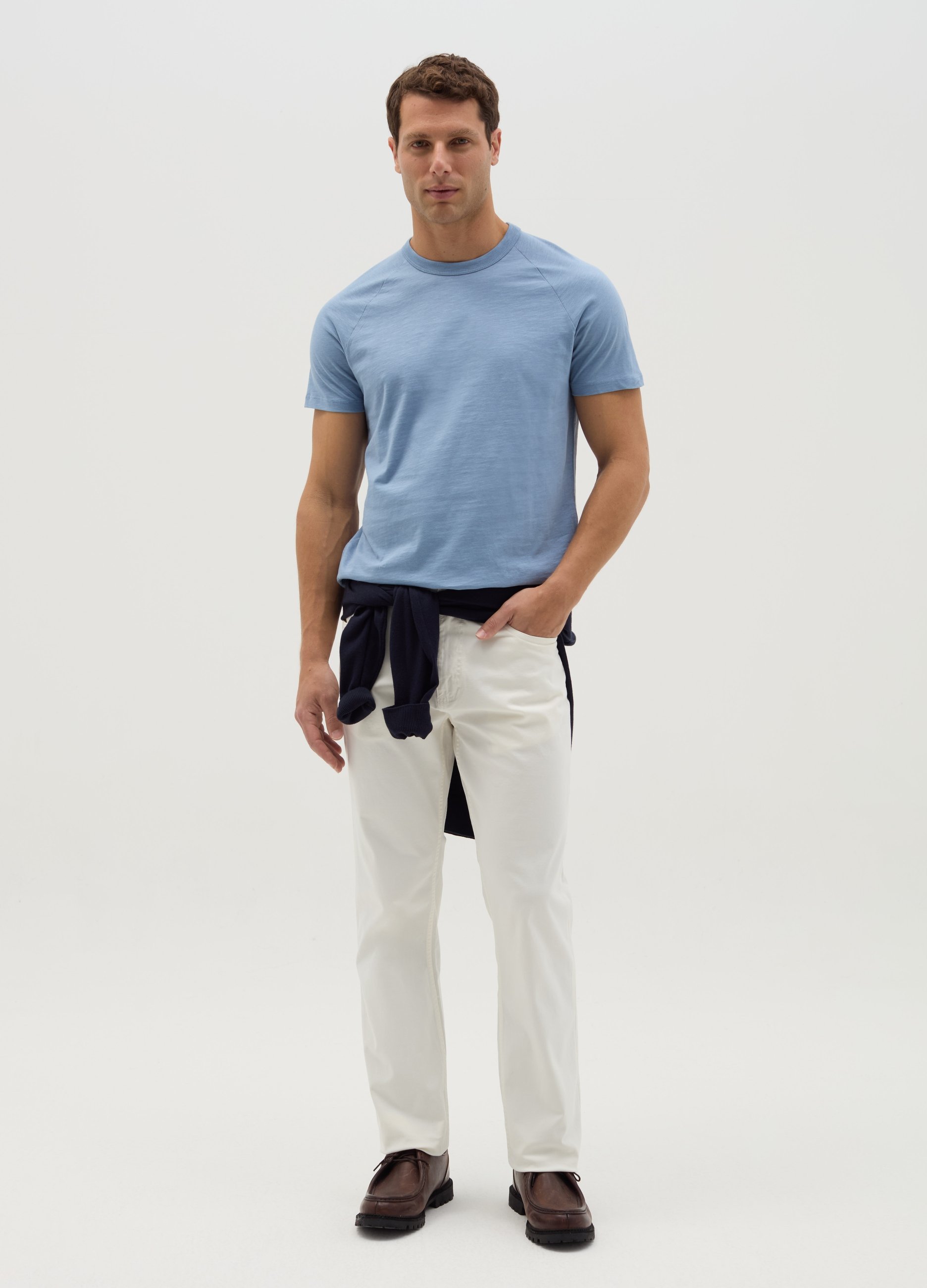 Camiseta De Algodón Orgánico, Hombre, Azul Claro, Talla: L