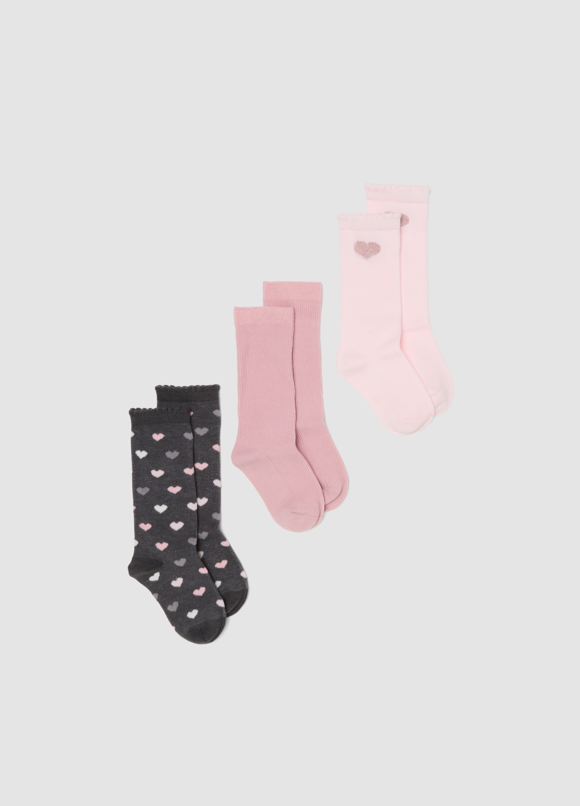 FAGOTTINO, Tripack Di Calze Lunghe Rosa In Cotone Organico Elasticizzato, Bambina, Rosa, Taglia: 6-12