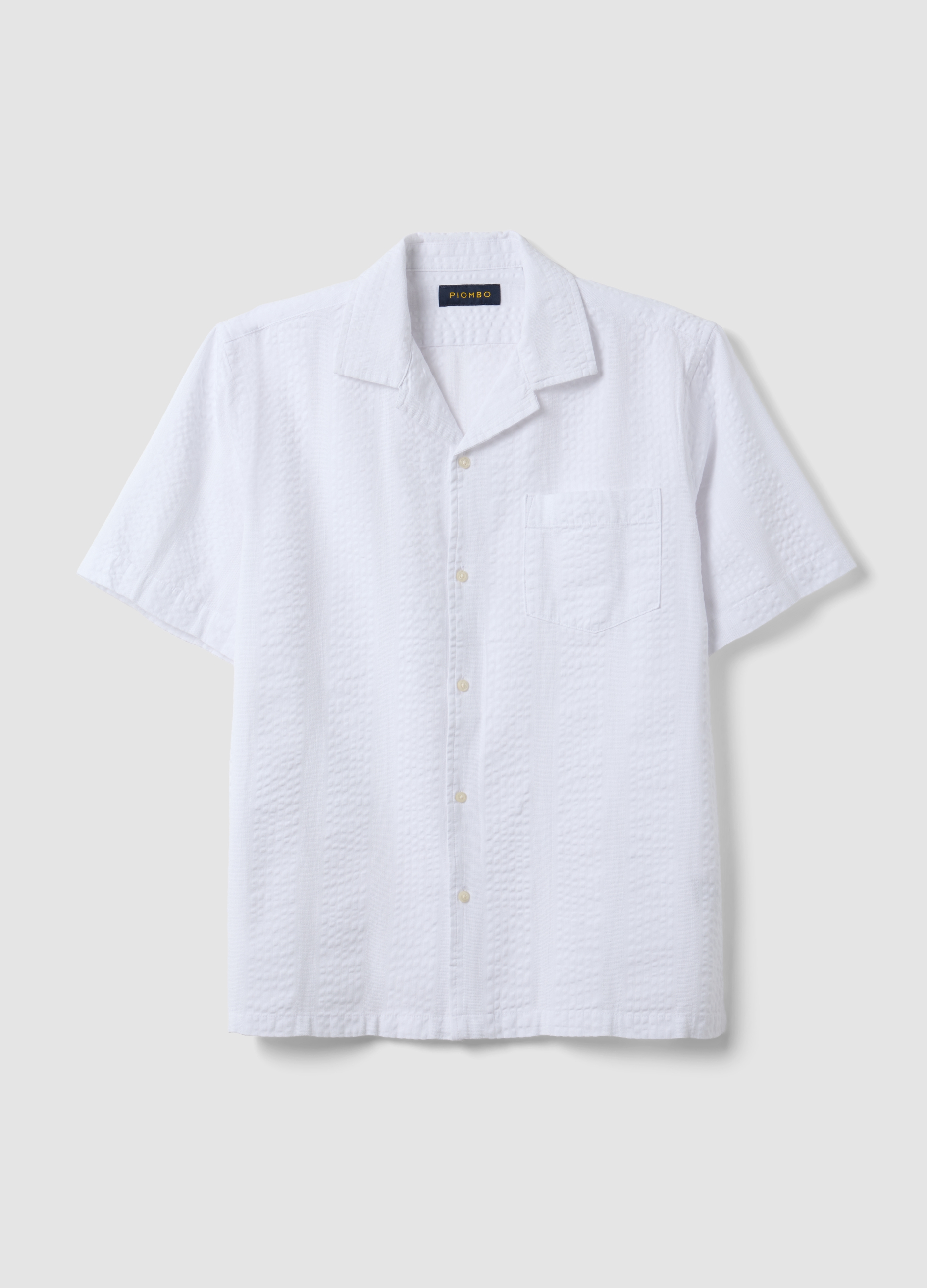 Piombo, Weißes Hemd Aus Reiner Bio-baumwolle Mit Bowlingkragen, Regular Fit, Mann, Bianco, Größe, Xl