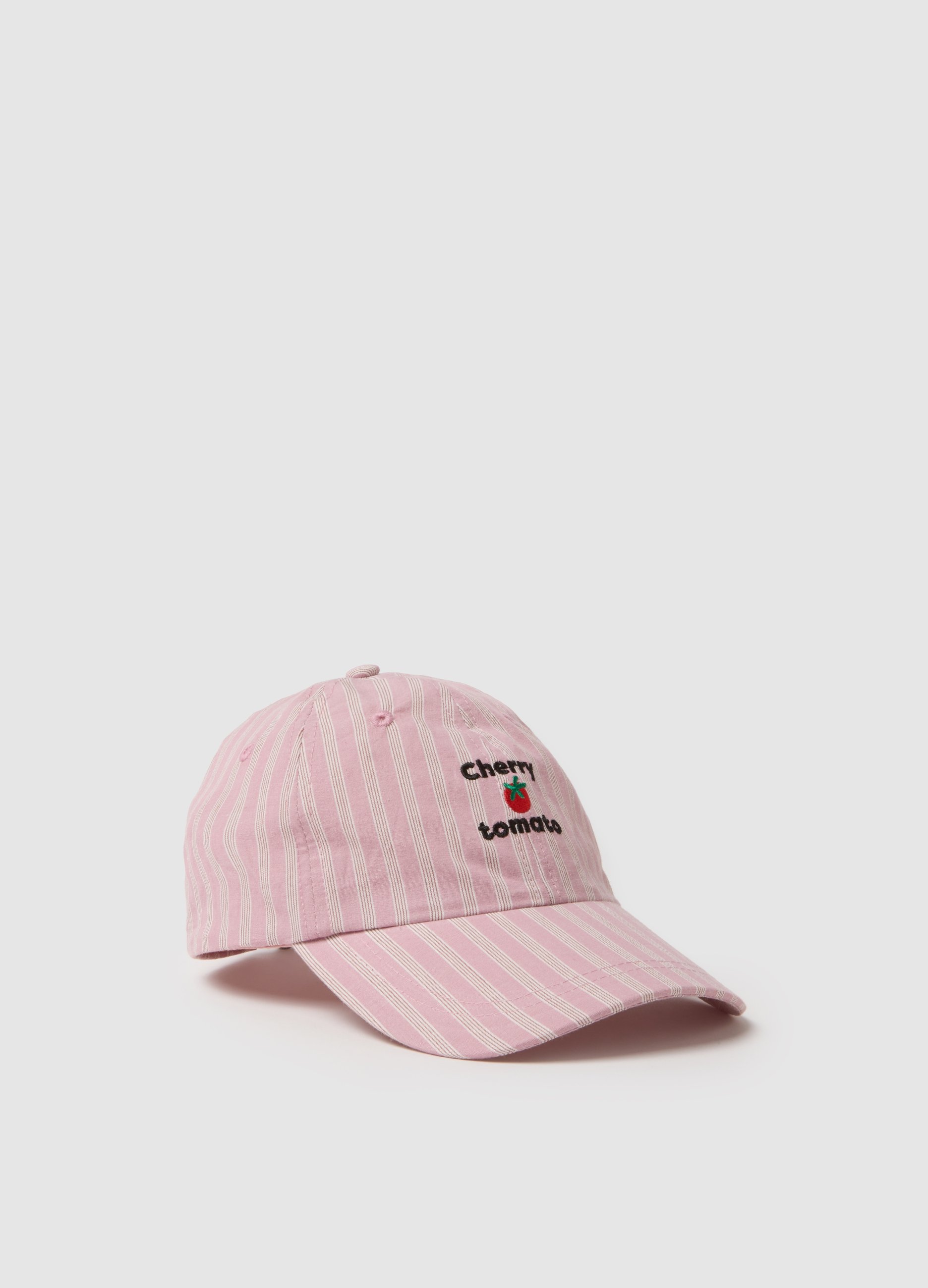 Gorra De Béisbol De Algodón Puro A Rayas Multicolores Con Bordado, Mujer, Pink/White, Talla: FASUL