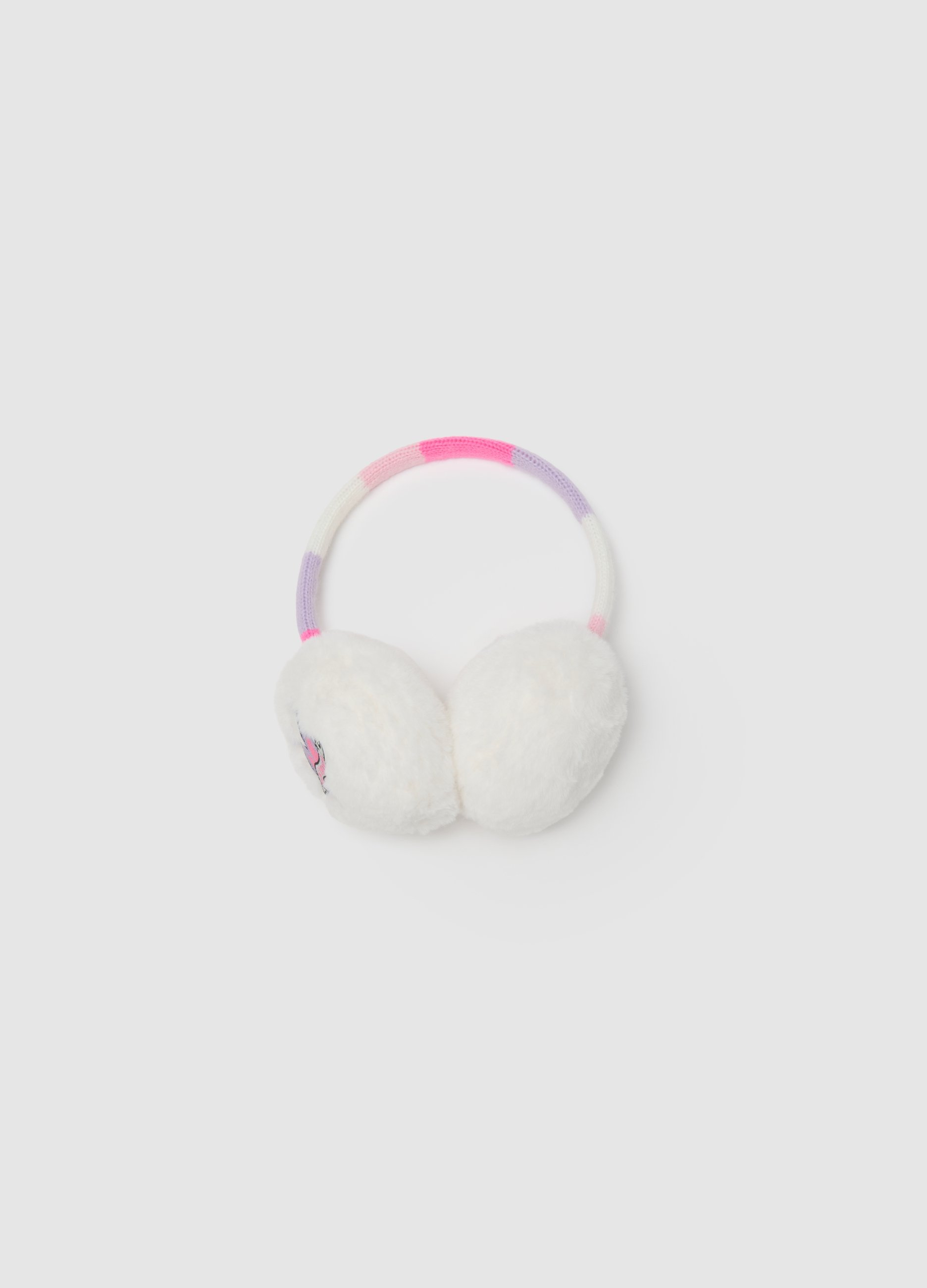 OVS, Weiße Kunstfell-kopfhörer, Mädchen, Pink/White, Größe: FASUL