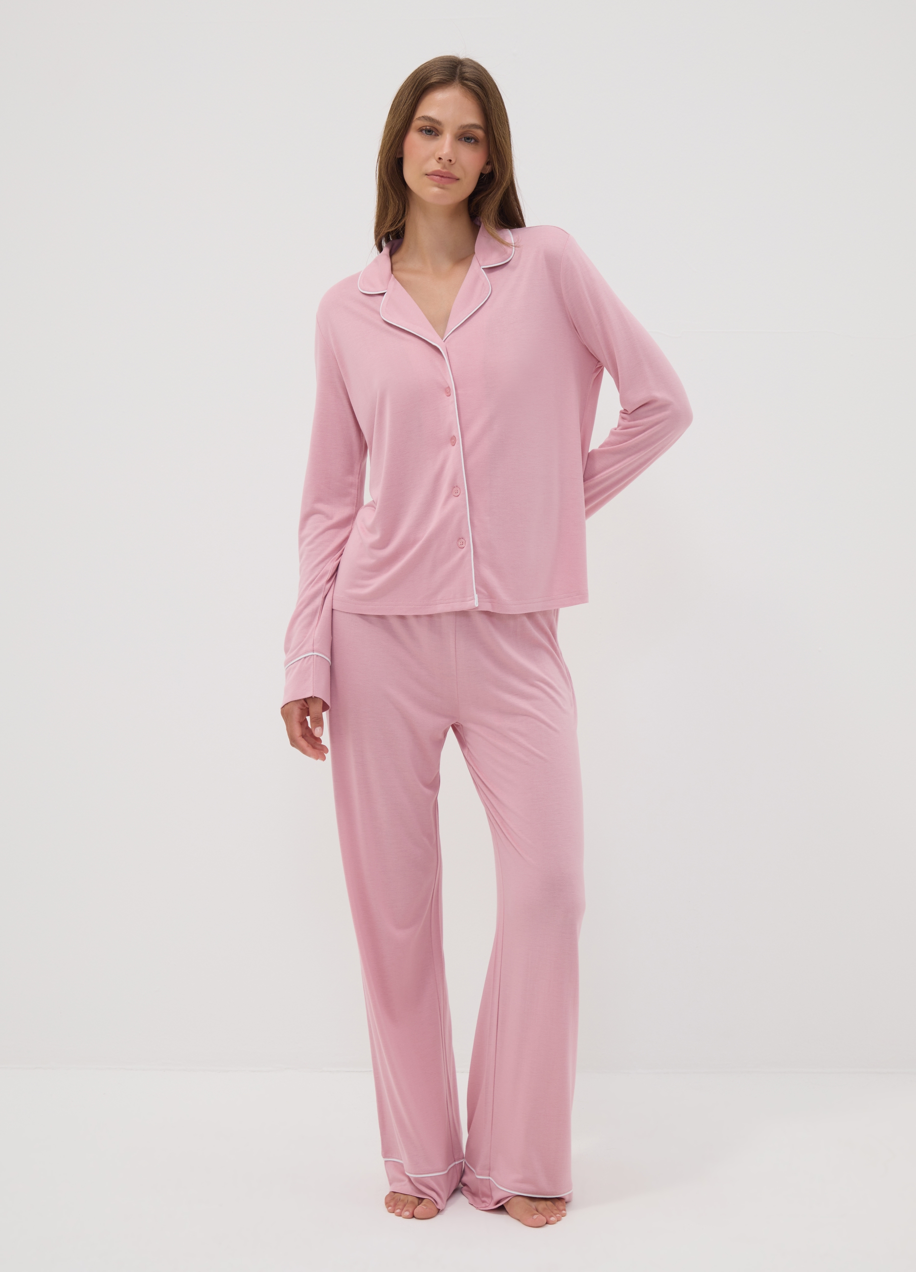 OVS, Pantaloni Pigiama Rosa In Pura Viscosa Con Coulisse Regular Fit, Donna, Rosa, Taglia: S