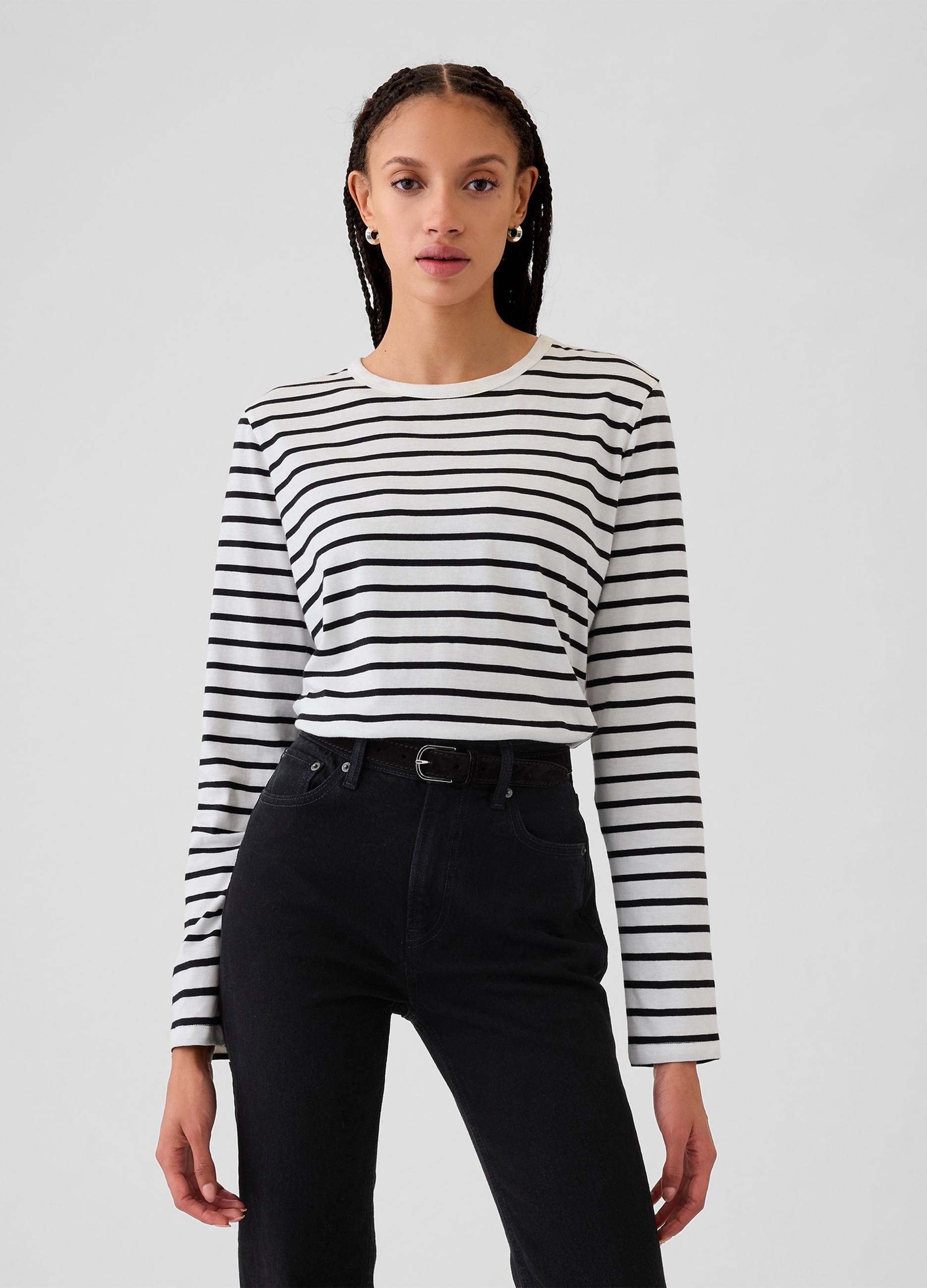 GAP, T-shirt A Maniche Lunghe In Cotone, Donna, Bianco, Taglia: XS