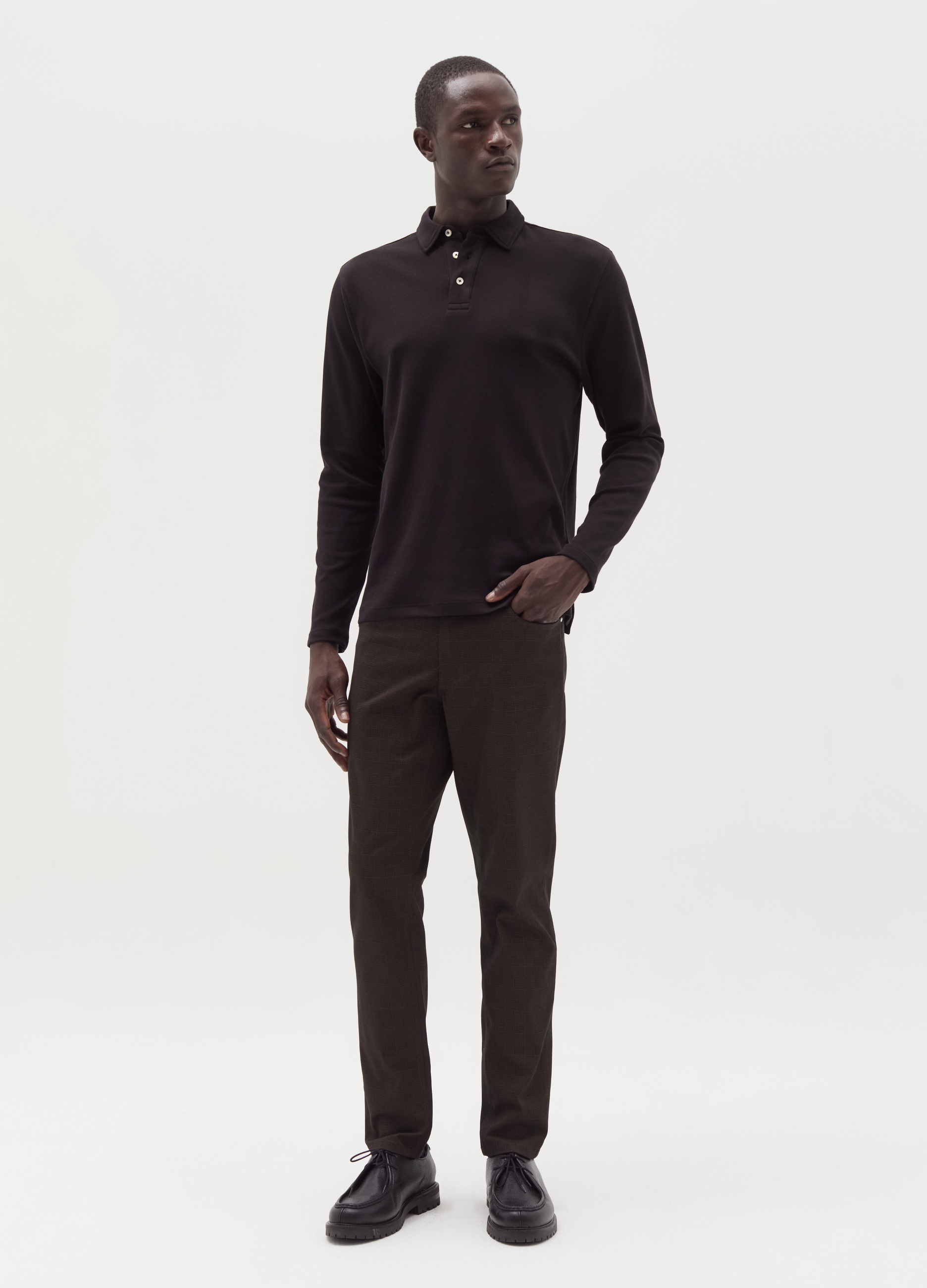 Polo De Algodón De Manga Larga, Hombre, Negro, Talla: L