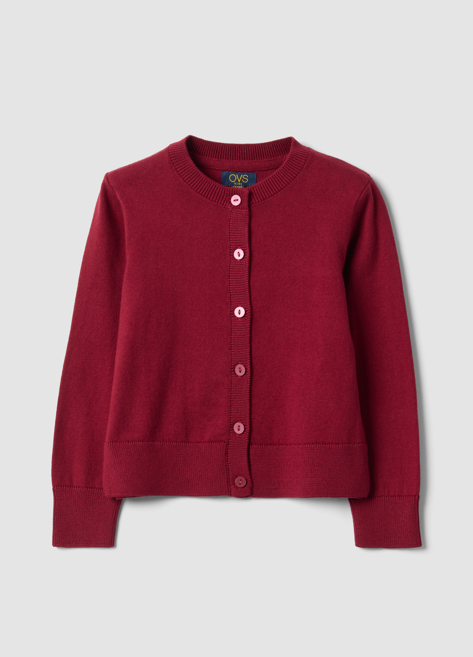 OVS KIDS, Cardigan Rosso In Misto Cotone A Girocollo Regular Fit Per Bambina, Rosso, Taglia: 7-8