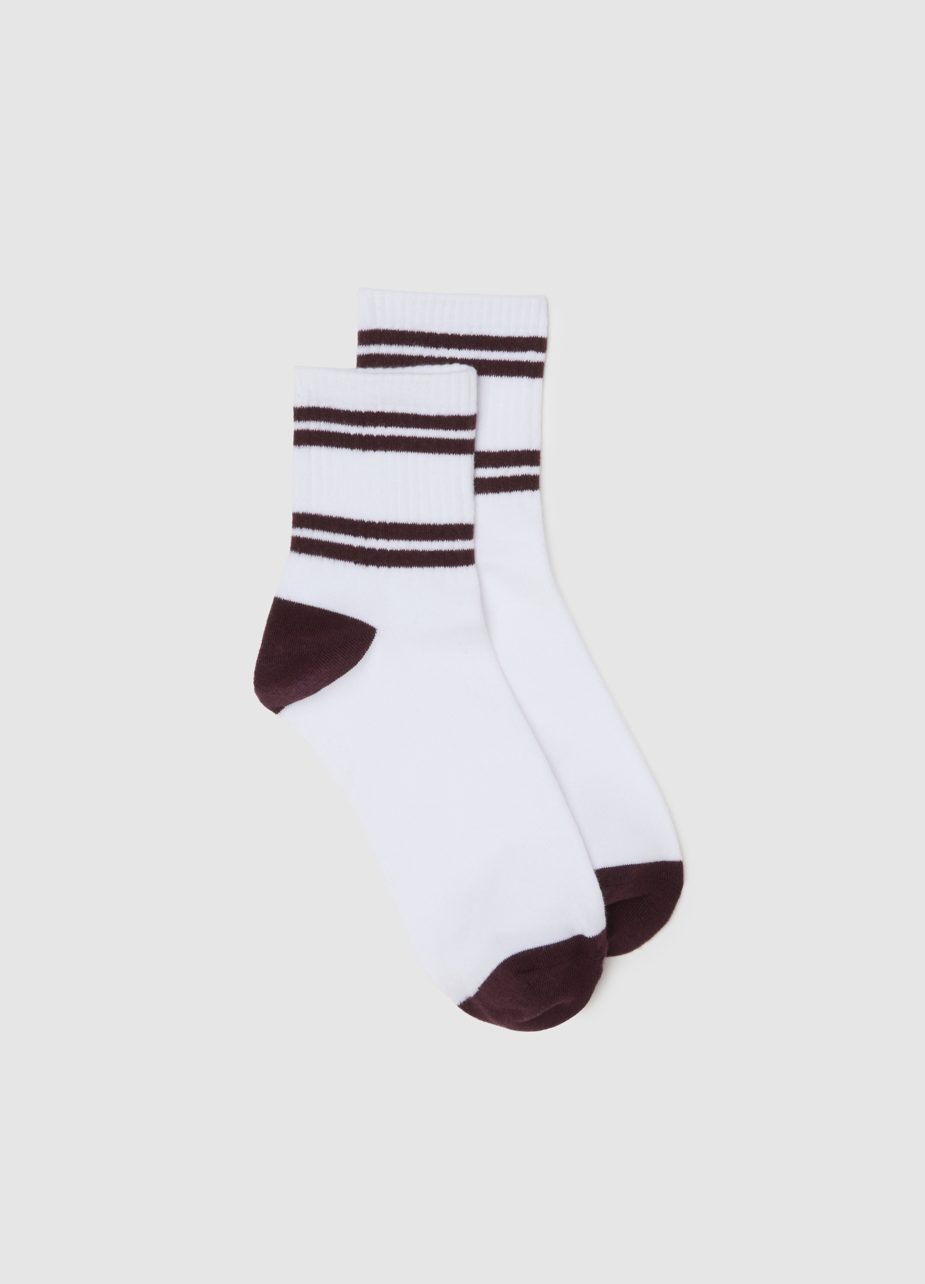 Calcetines Blancos Con Rayas Negras, Mujer, Blanco/marrón, Talla: 36-38