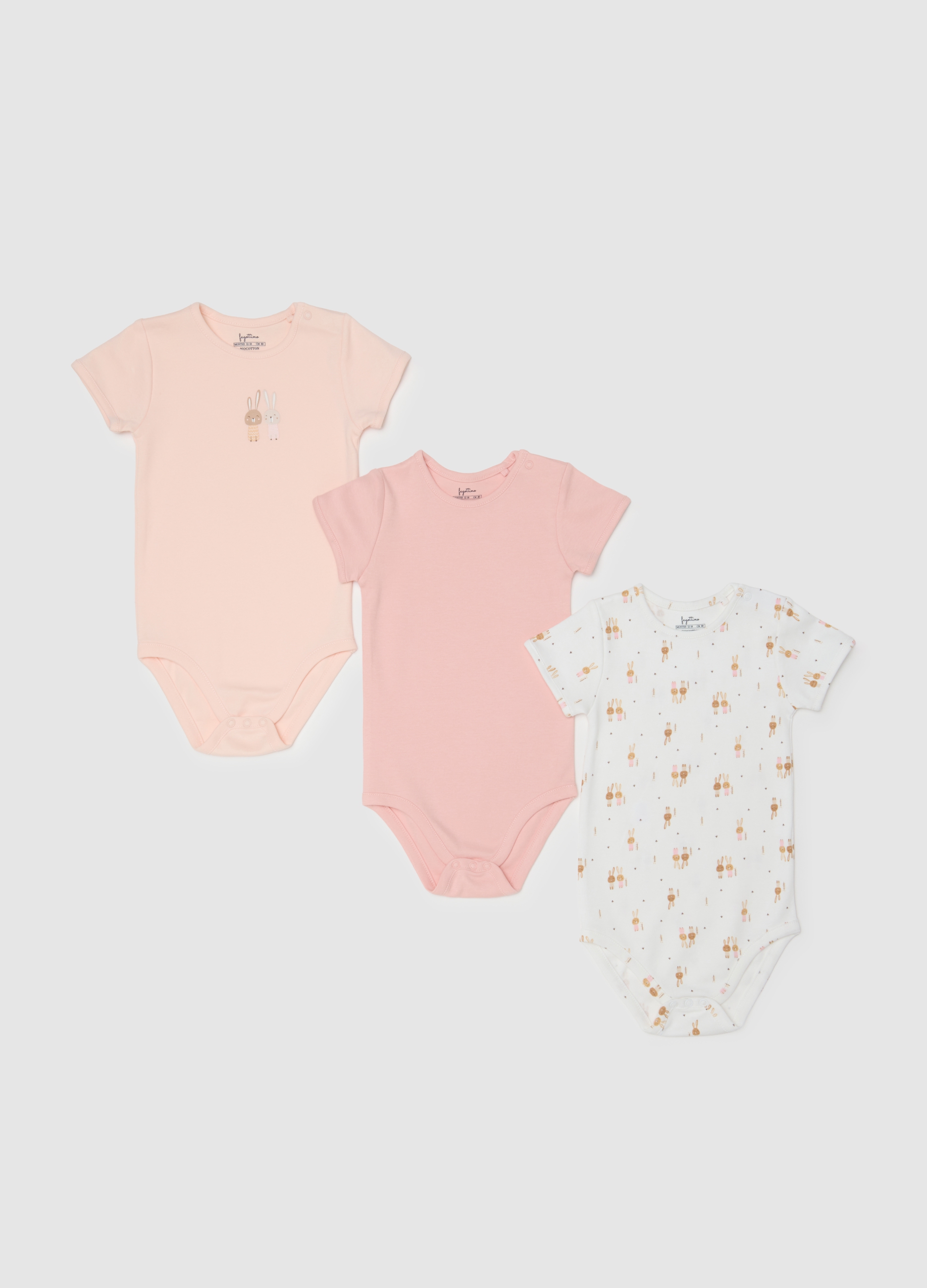 Conjunto Tripack De Bodys Para Niñas En Algodón Puro Multicolor, Niña, Pink/White, Talla: 18-24