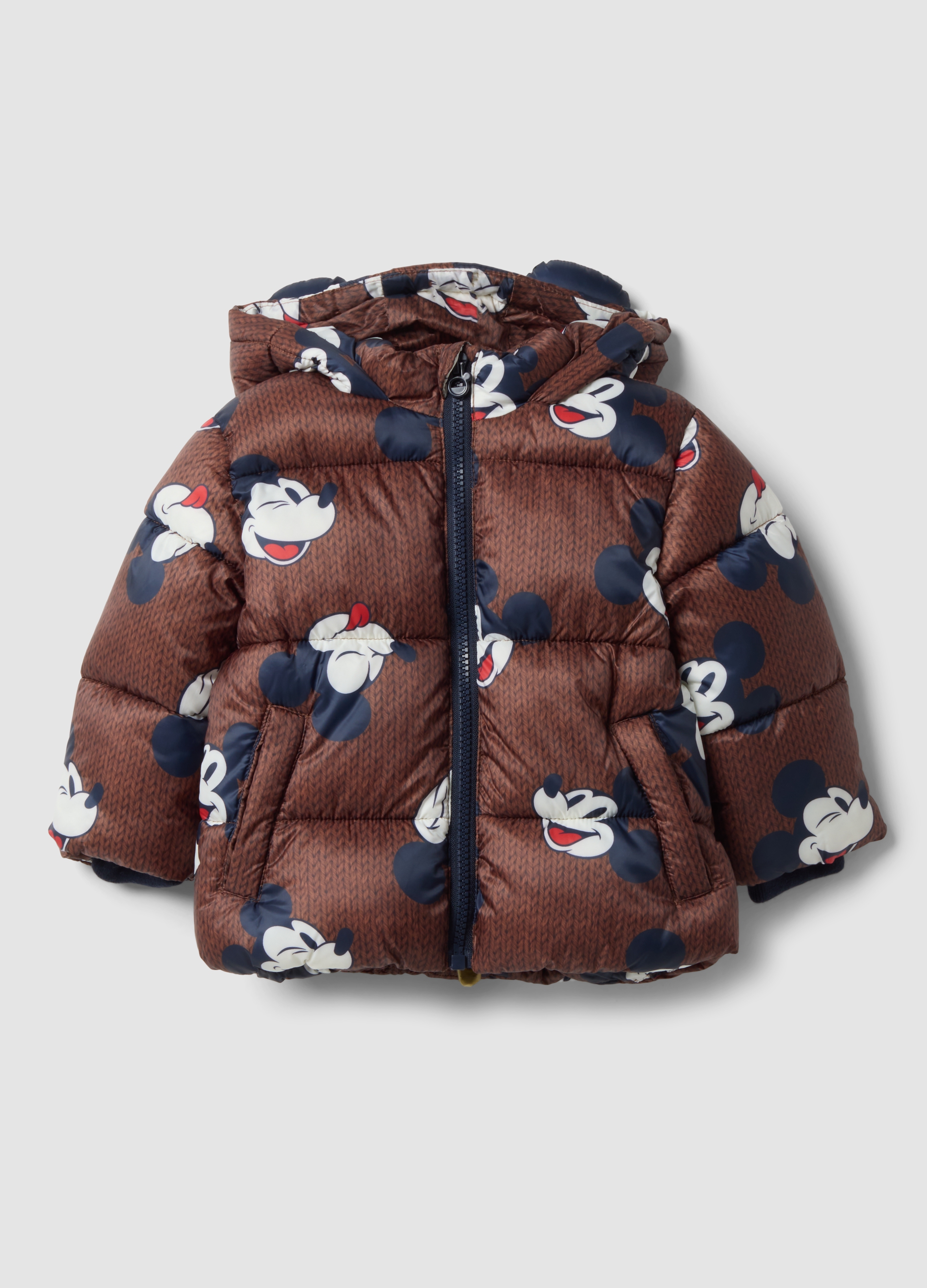 FAGOTTINO, Piumino Marrone Con Cappuccio E Stampa Mickey & Friends, Bambino, Marrone, Taglia: 18-24