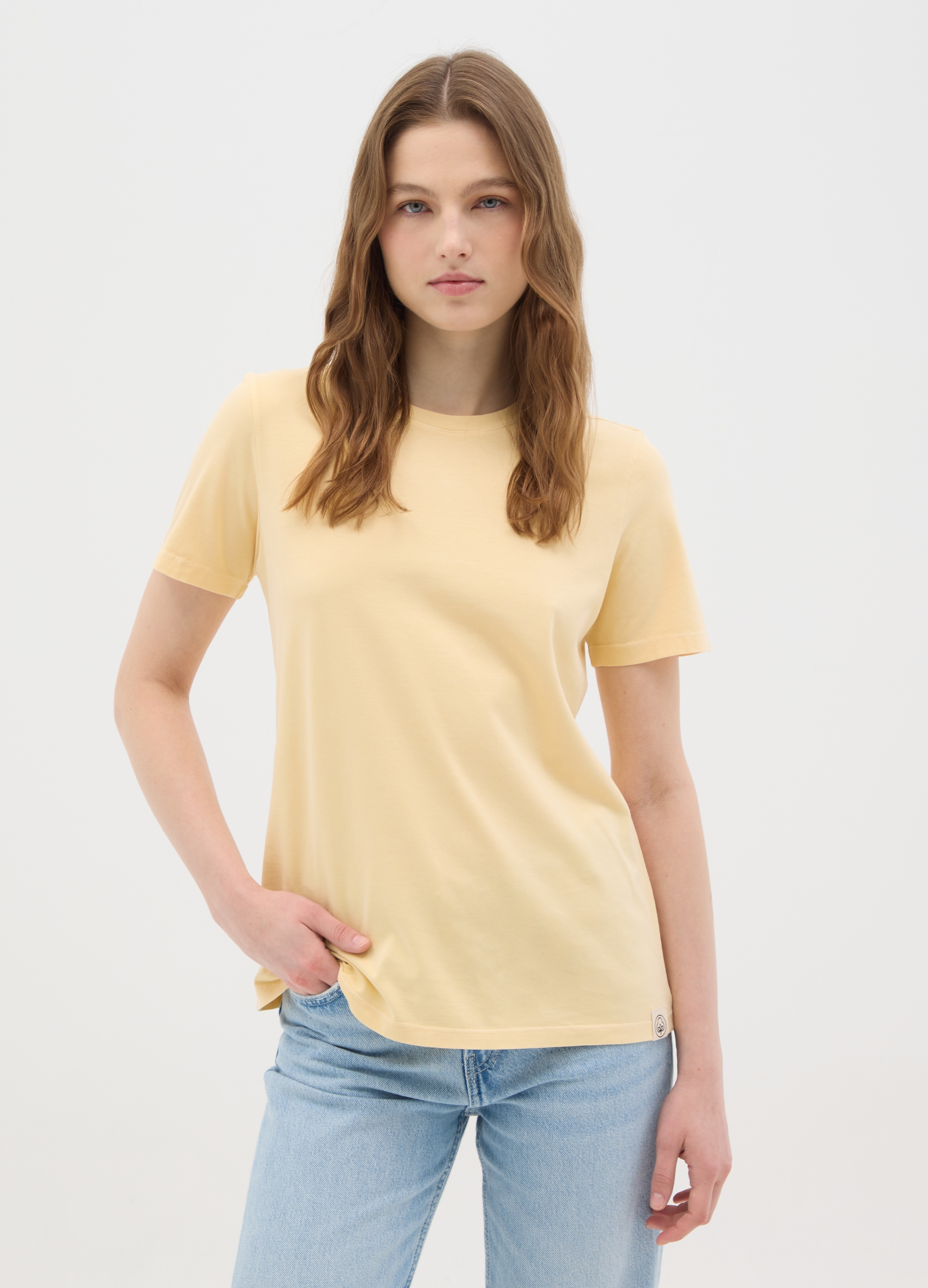 OVS , T-shirt Gialla Da Donna In Puro Cotone Italiano Regular Fit, Giallo, Taglia: XS