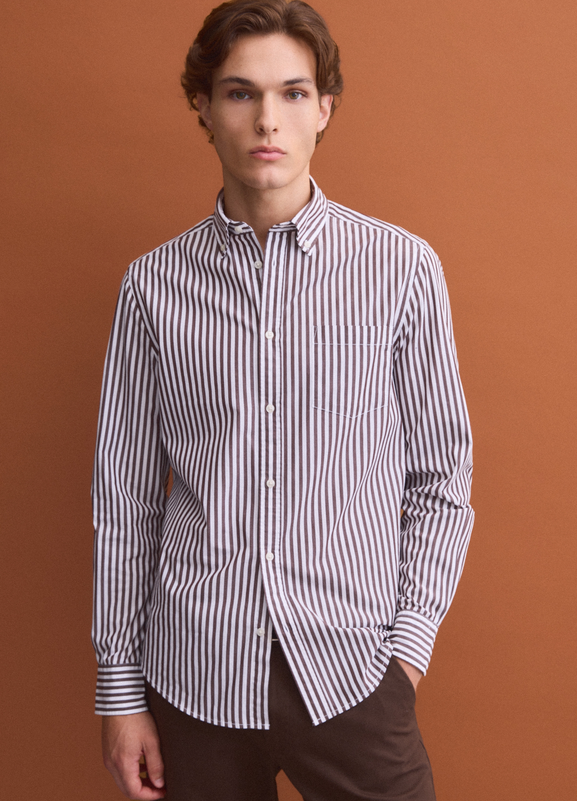 PIOMBO, Camicia Bianca In Popeline Di Puro Cotone A Righe Regular Fit, Uomo, Bianco, Taglia: XL