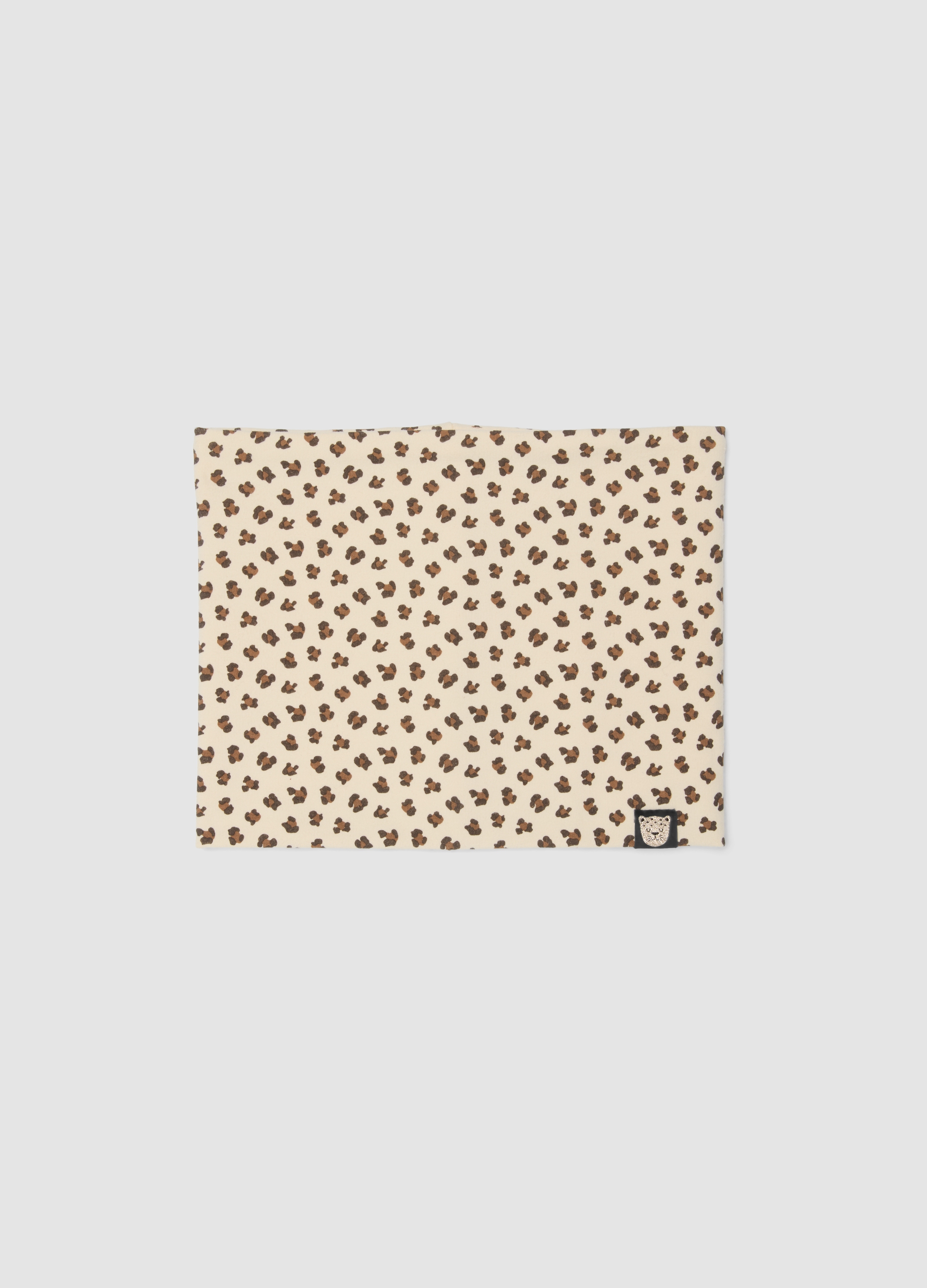 OVS KIDS, Sciarpa Beige In Cotone Elasticizzato Con Stampa Animalier Per Bambina, Beige, Taglia: ONE SIZE