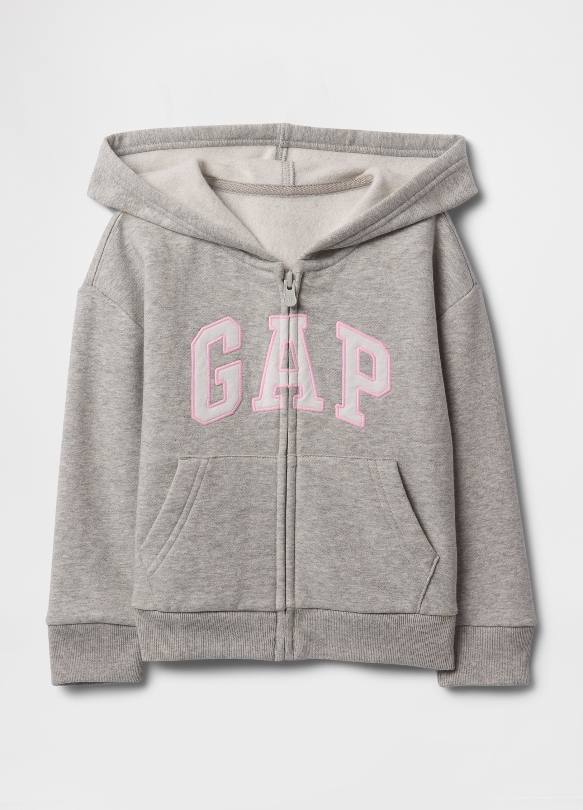GAP KIDS, Felpa In Misto Cotone Regular Fit Con Zip E Logo Gap, Bambina, Grigio, Taglia: 4Y/99-107