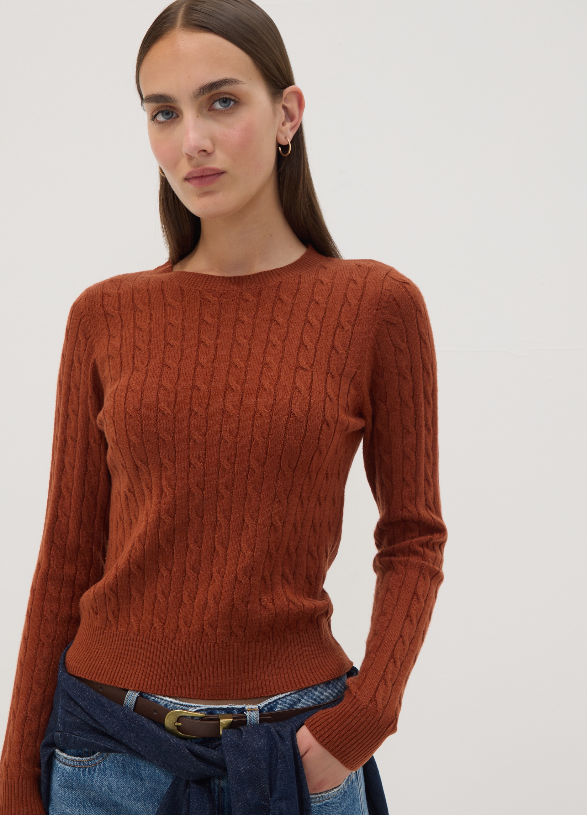 OVS, Maglia Girocollo Rossa A Trecce Regular Fit, Donna, Rosso, Taglia: XXL
