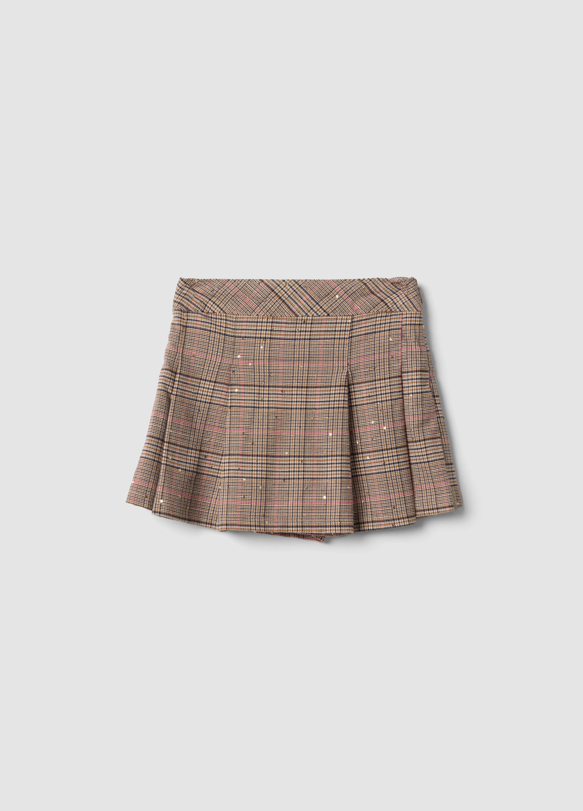 OVS KIDS, Gonna Pantalone Marrone In Viscosa Elasticizzata A Quadri Per Bambina, Marrone, Taglia: 5-6