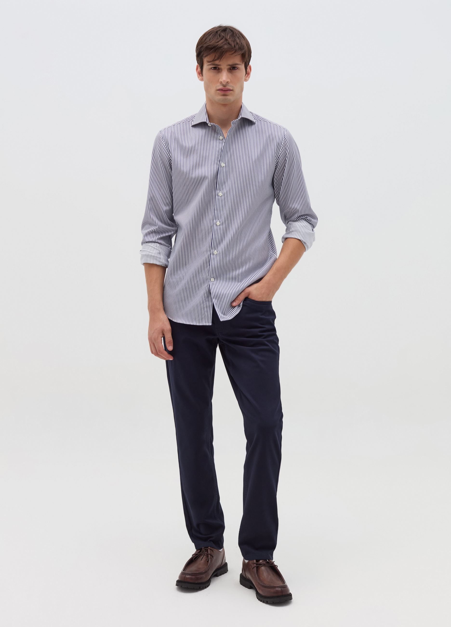 OVS, Pantalón Cinco Bolsillos Trama Moteada, Hombre, Azul marino, Talla: 48