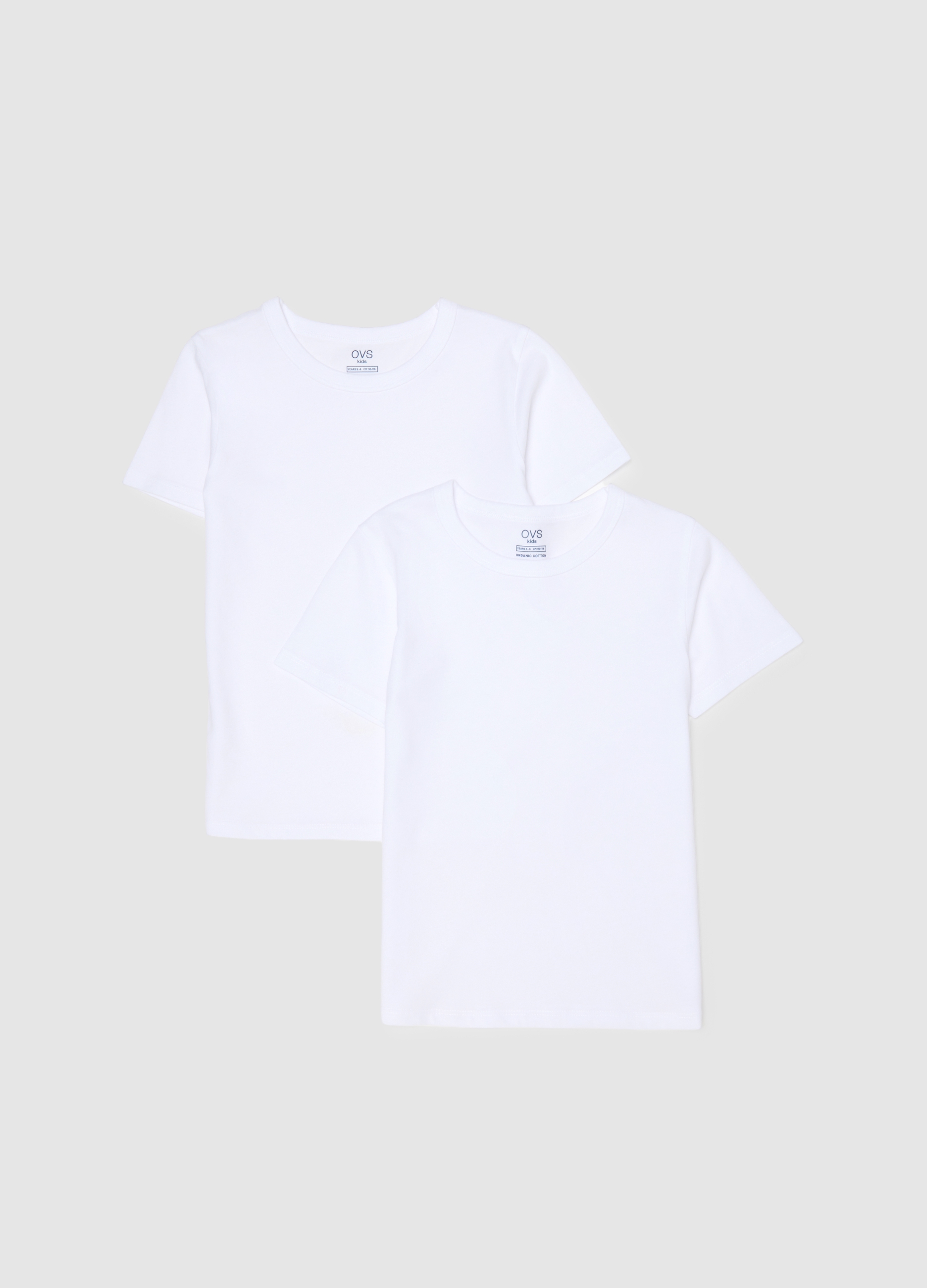 OVS KIDS, Bipack T-shirt Bianche Da Bambino In Puro Cotone Regular Fit, Unisex, Bianco, Taglia: 9-10