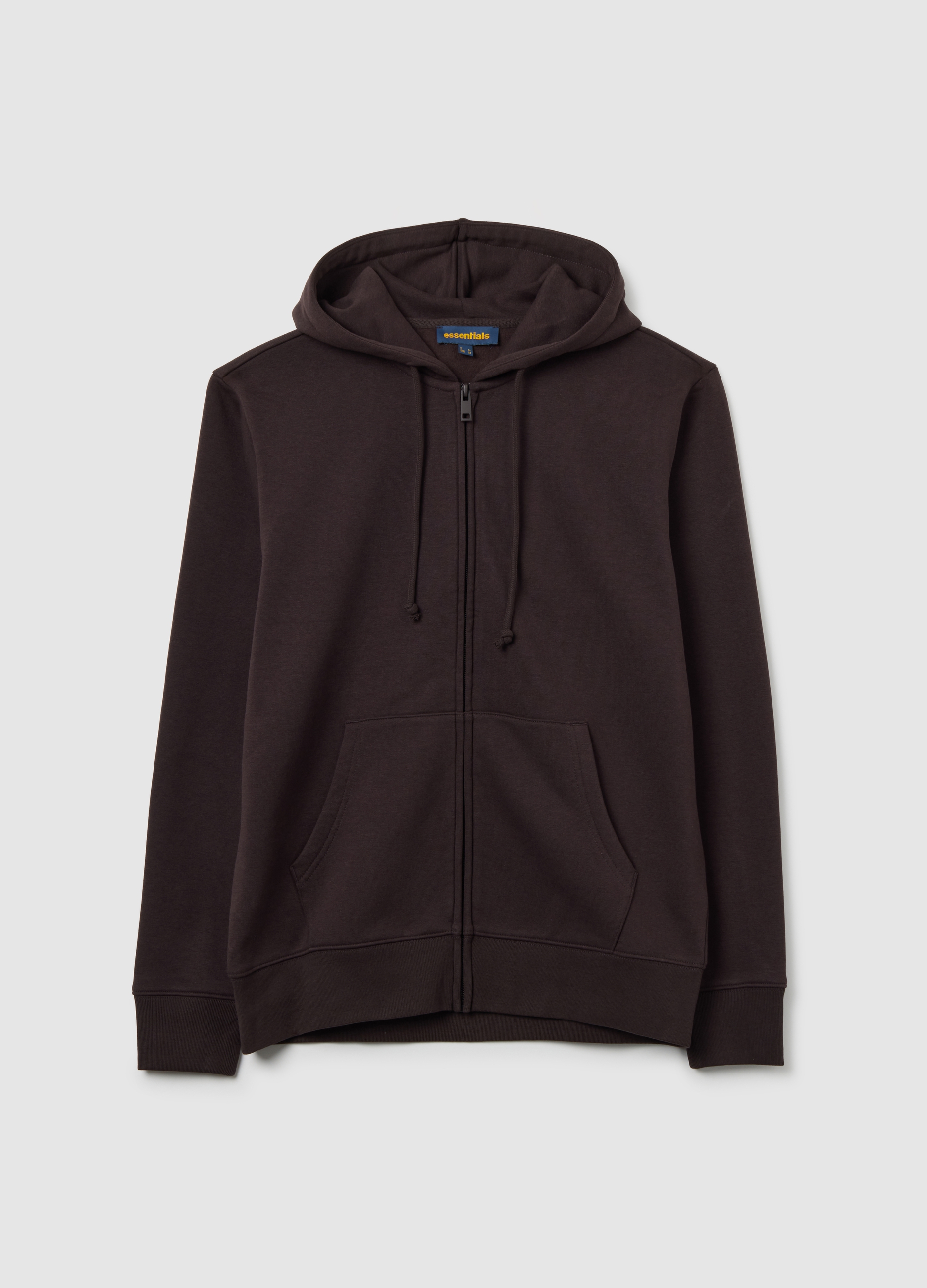 Sudadera Marrón Regular Fit De Mezcla De Algodón Con Cremallera Y Capucha, Hombre, Marrón oscuro, Talla: XXL