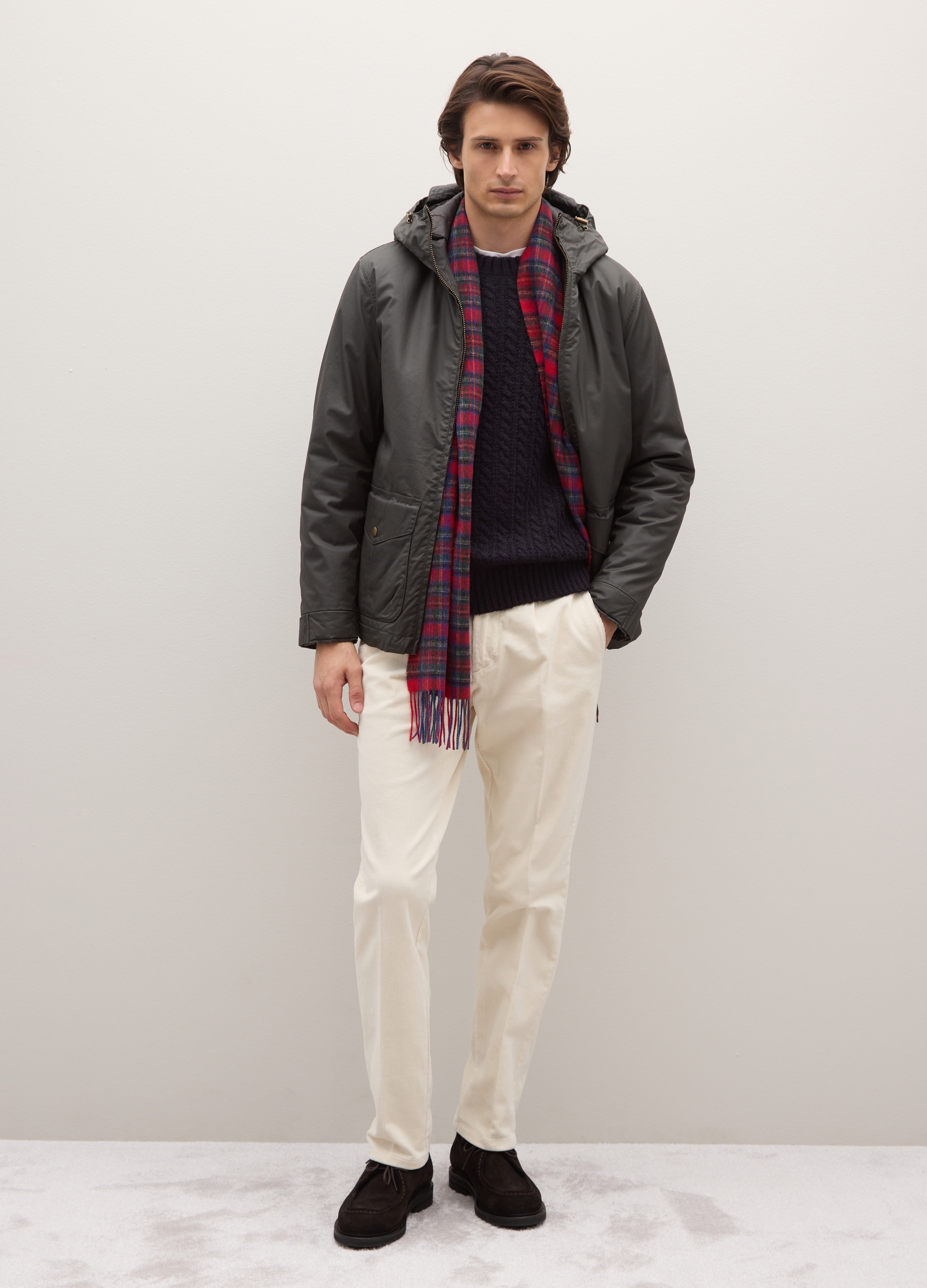 PIOMBO, Sciarpa A Quadri Multicolor In Pura Lana Con Frange, Uomo, Multicolor, Taglia: ONE SIZE