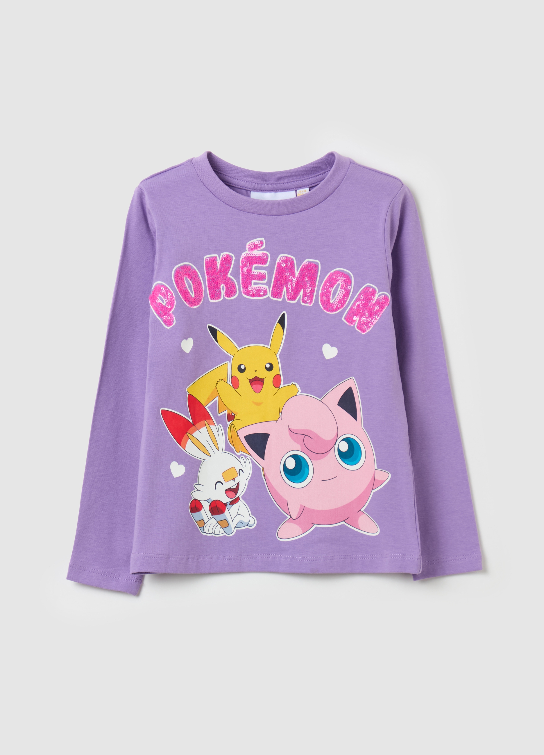 OVS KIDS, Camiseta Manga Larga Estampado Pokémon, Niña, Lila, Talla: 4-5
