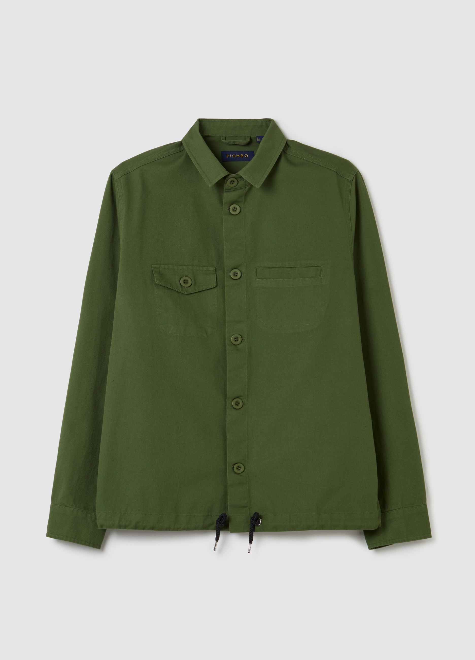 PIOMBO, Shacket In Cotone Con Coulisse, Uomo, Verde, Taglia: XXL