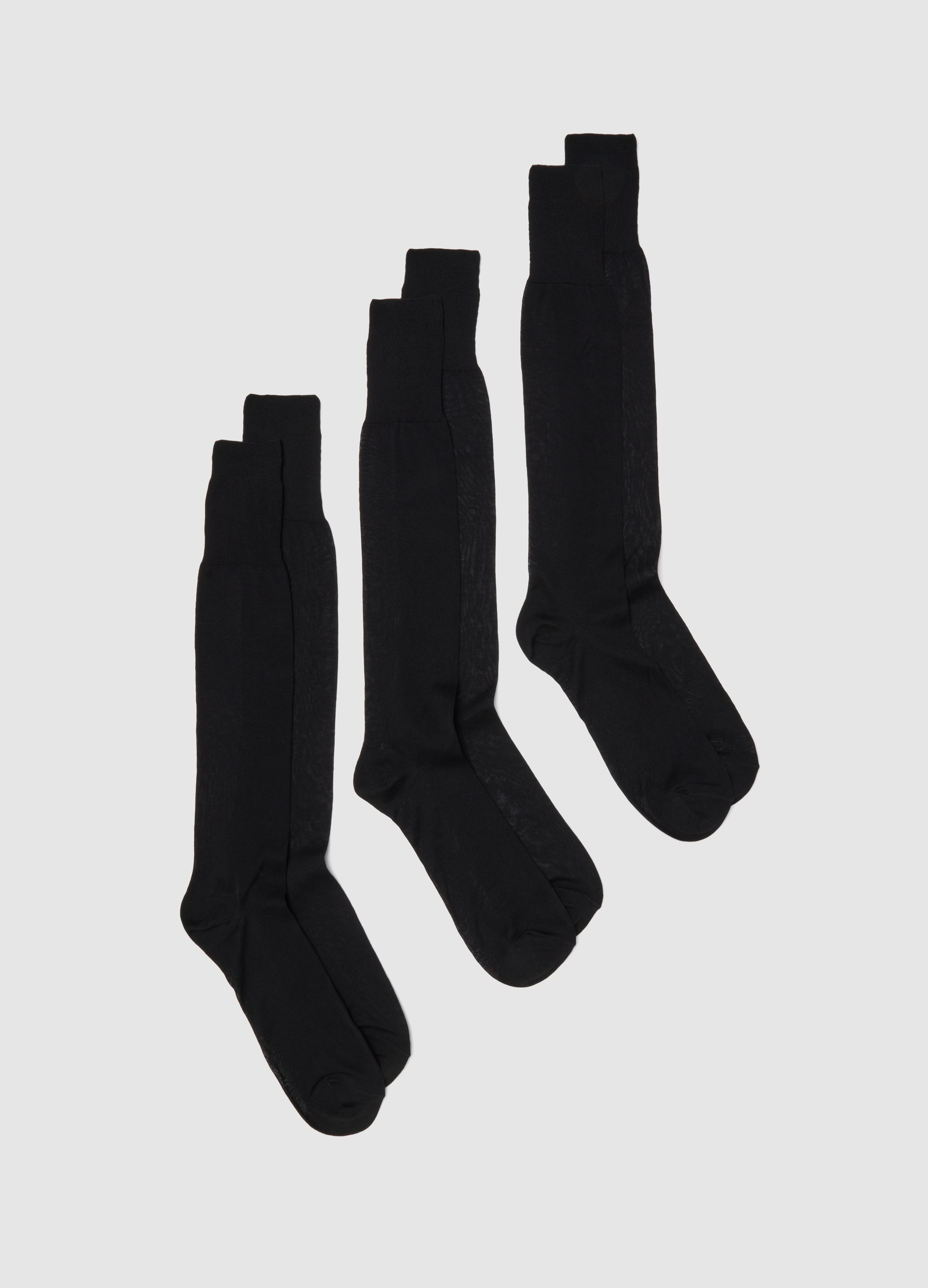 Tripack Calze Lunghe In Puro Cotone Nero Regular Fit, Hombre, Gunmetal, Talla: 44/46