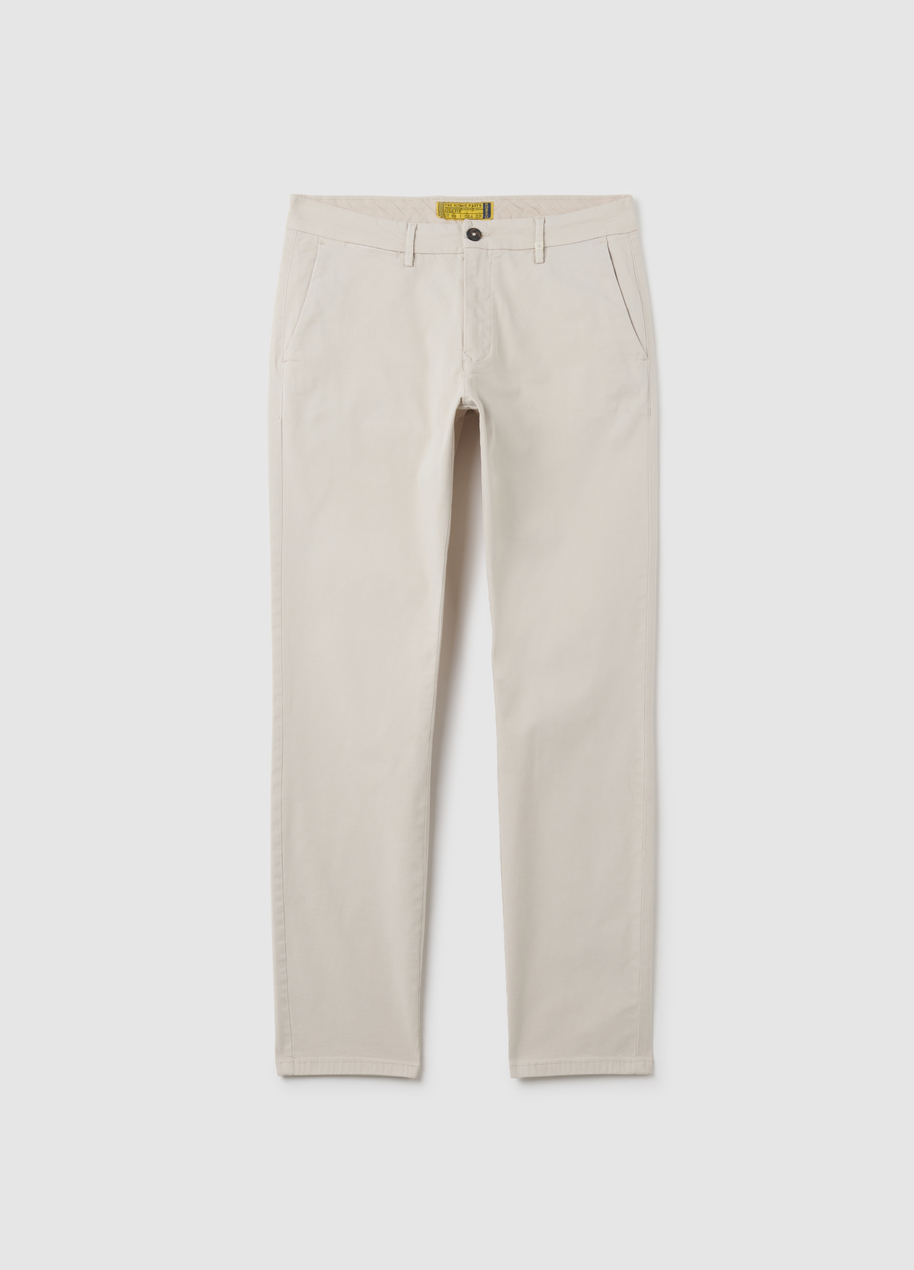 Pantalones De Algodón Beige Slim Fit, Hombre, Beige Claro, Talla: 56