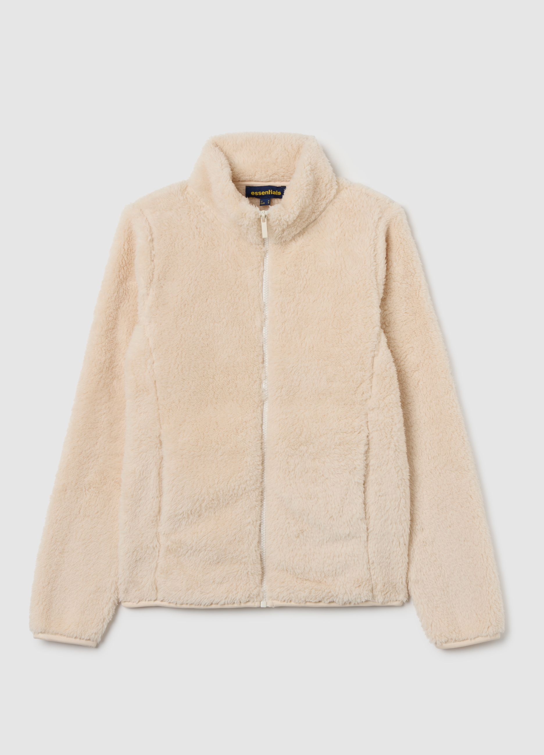 Felpa Bianca Regular Fit Con Zip, Mujer, Blanco crema, Talla: 40