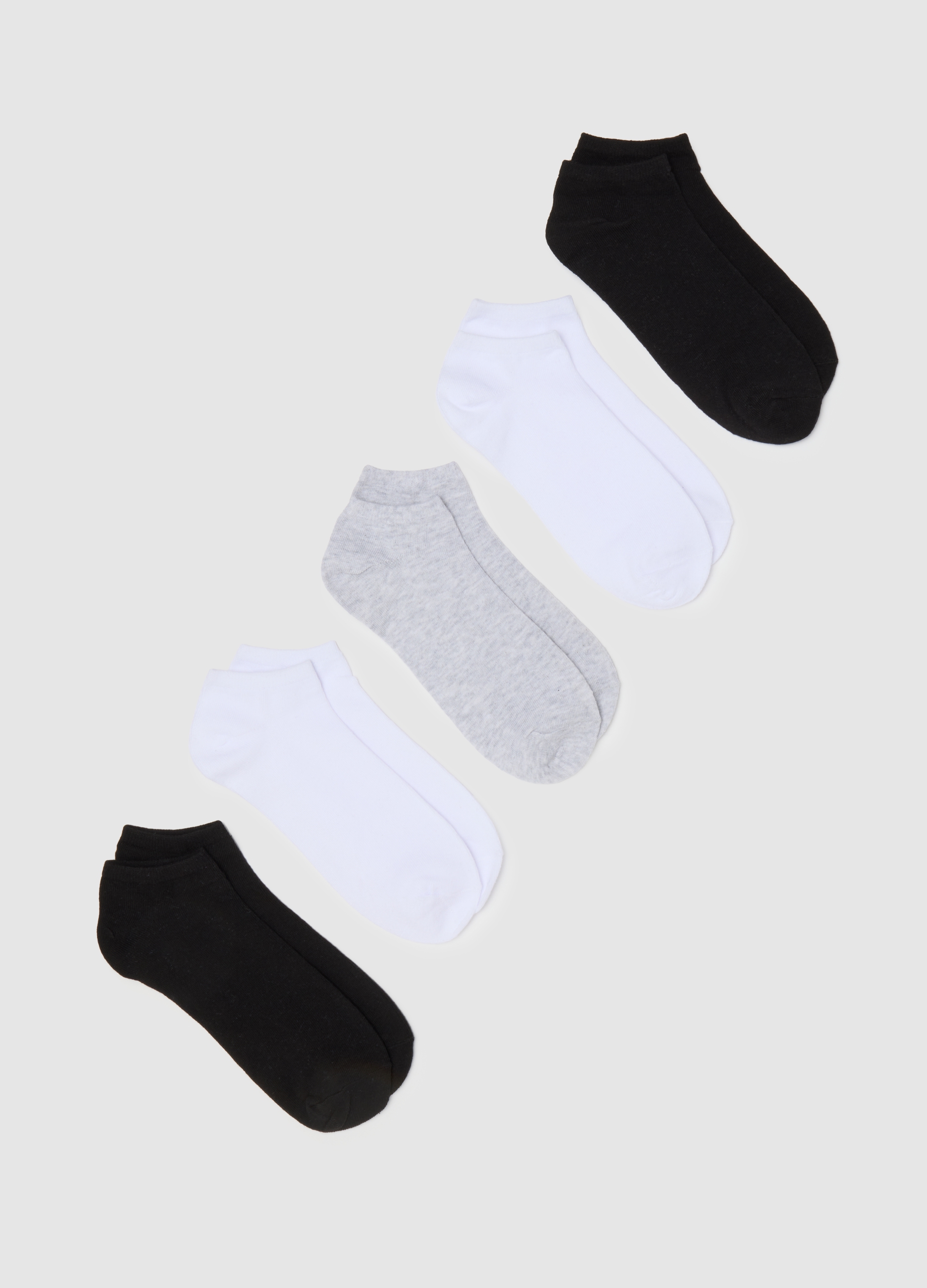 Conjunto De Calcetines Para Mujer En Algodón Elástico Multicolor, Mujer, Negro/Blanco/Gris, Talla: 39-41