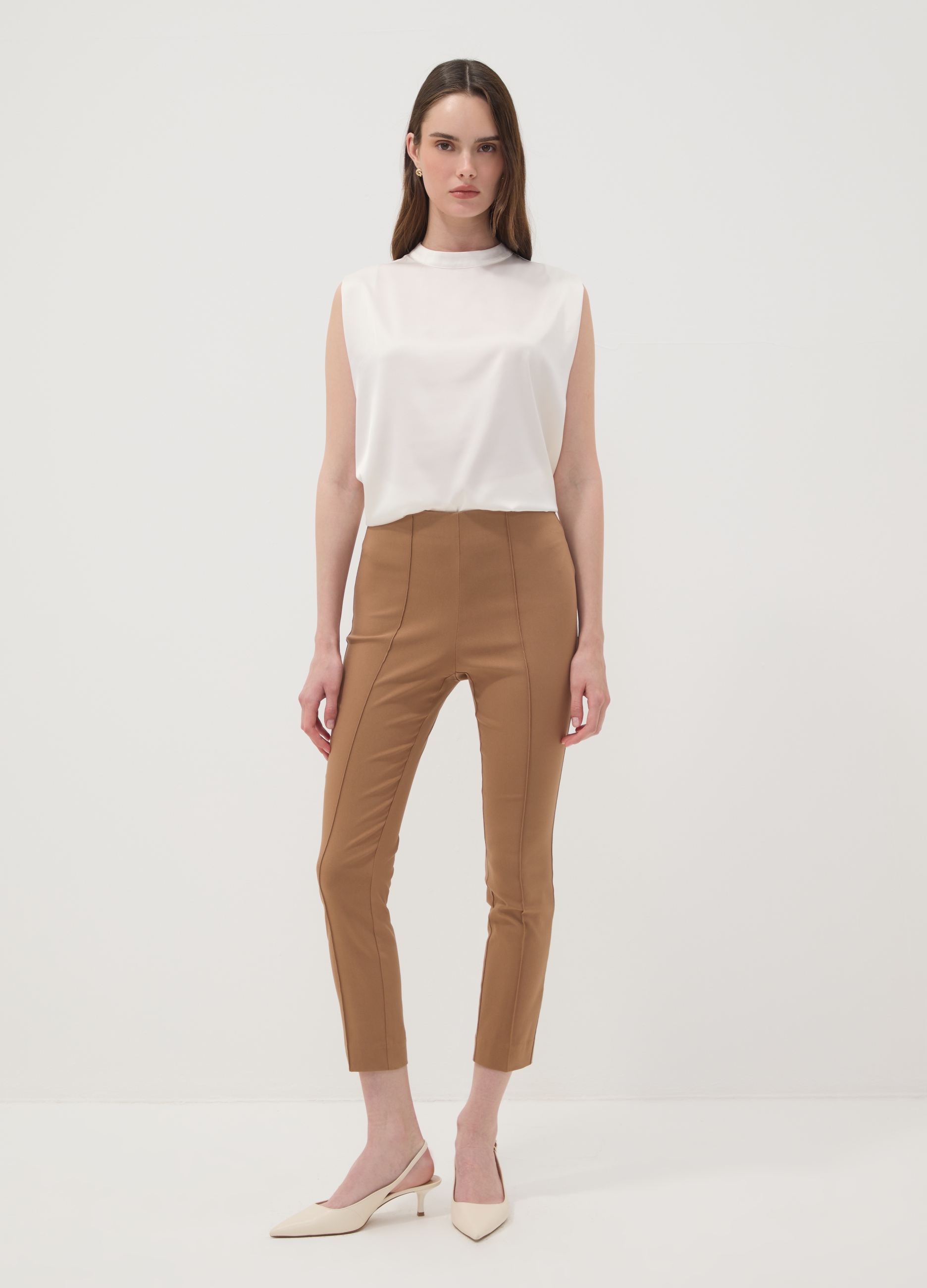 OVS, Leggings Marroni In Viscosa Elasticizzato Slim Fit, Donna, Marrone, Taglia: 42