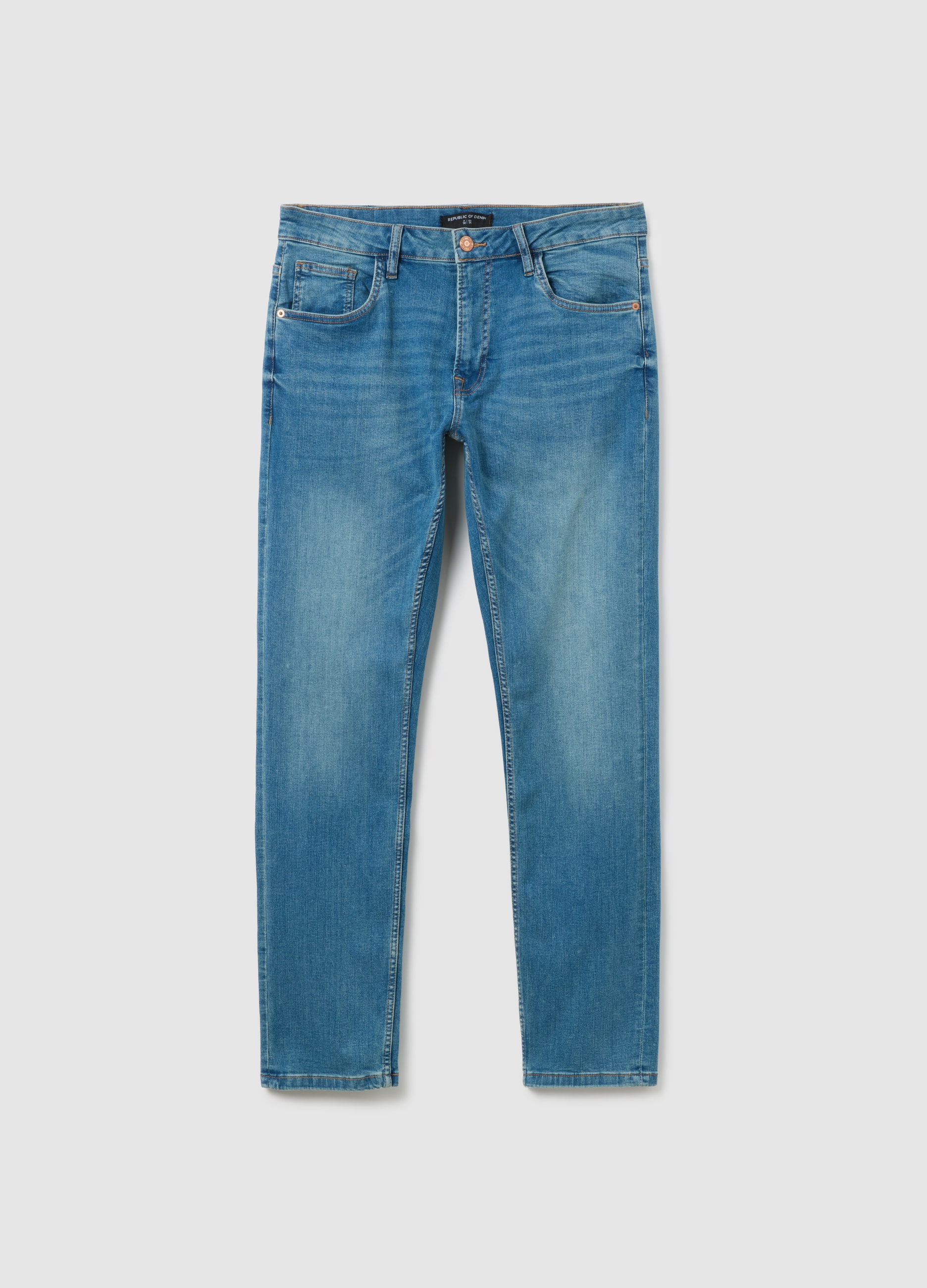 Vaqueros Azules De Denim Ajuste Slim, Hombre, Azul claro, Talla: 50