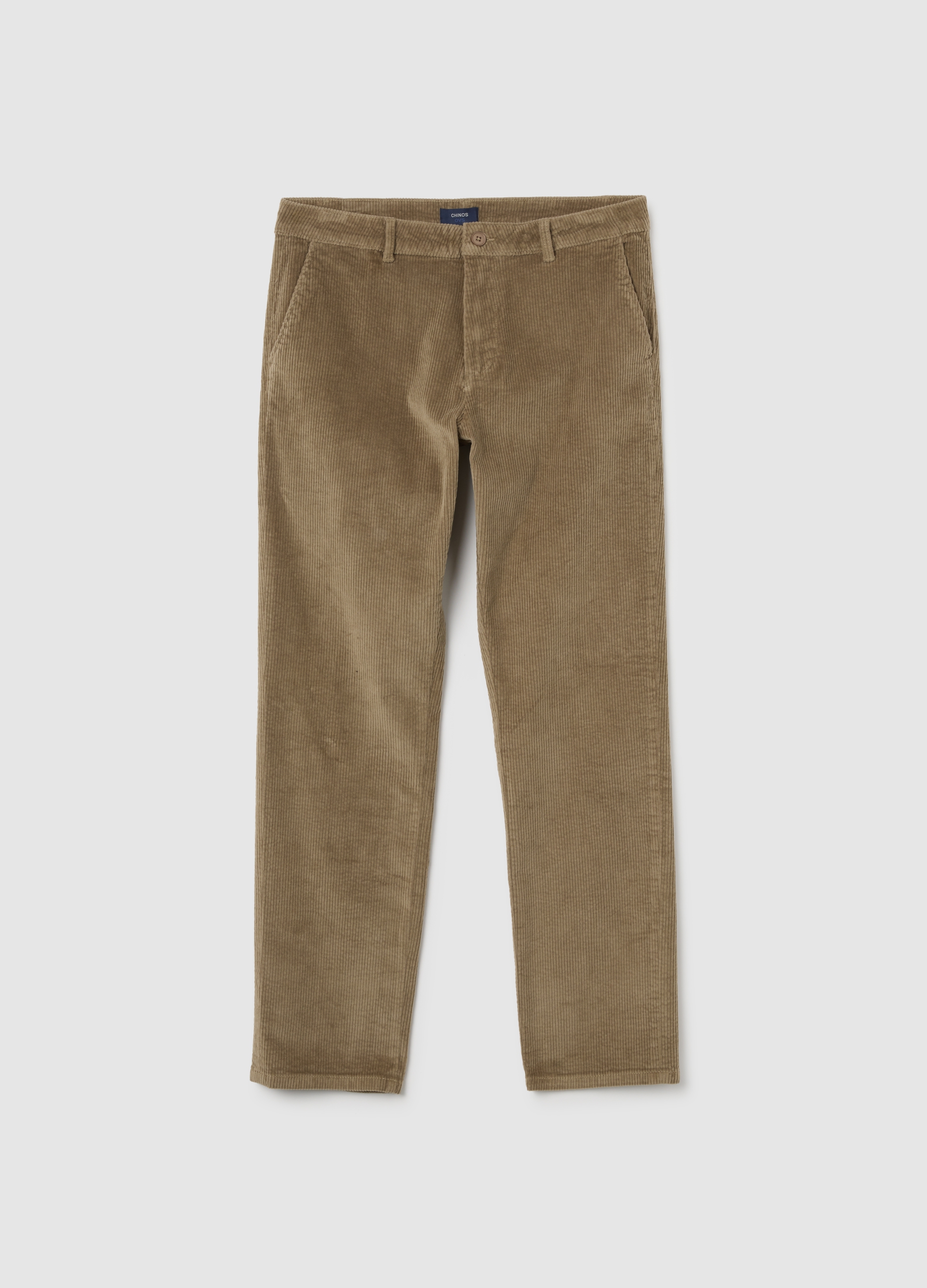 OVS, Pantalones Marrones De Algodón Elástico Con Corte Regular, Hombre, Marrón claro, Talla: 44