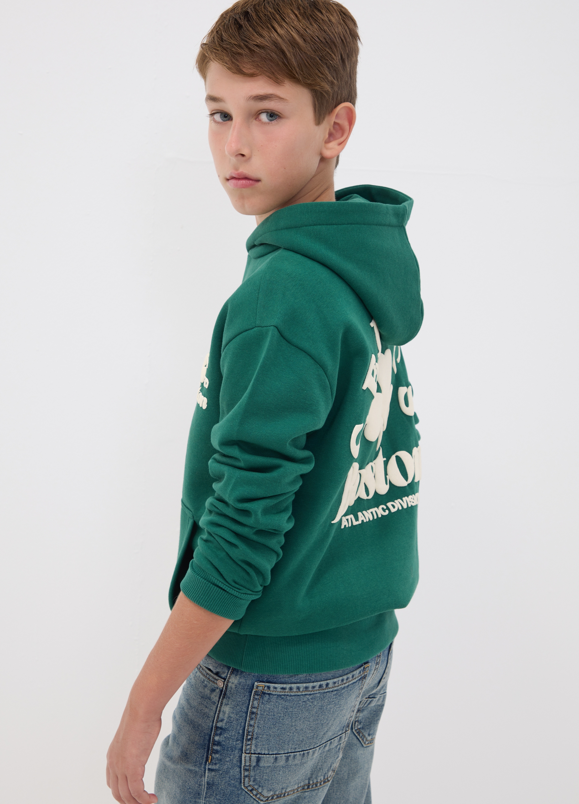 NBA, Felpa Verde Con Cappuccio In Misto Cotone Con Stampa Celtics Per Ragazzo, Bambino, Verde, Taglia: 12-13
