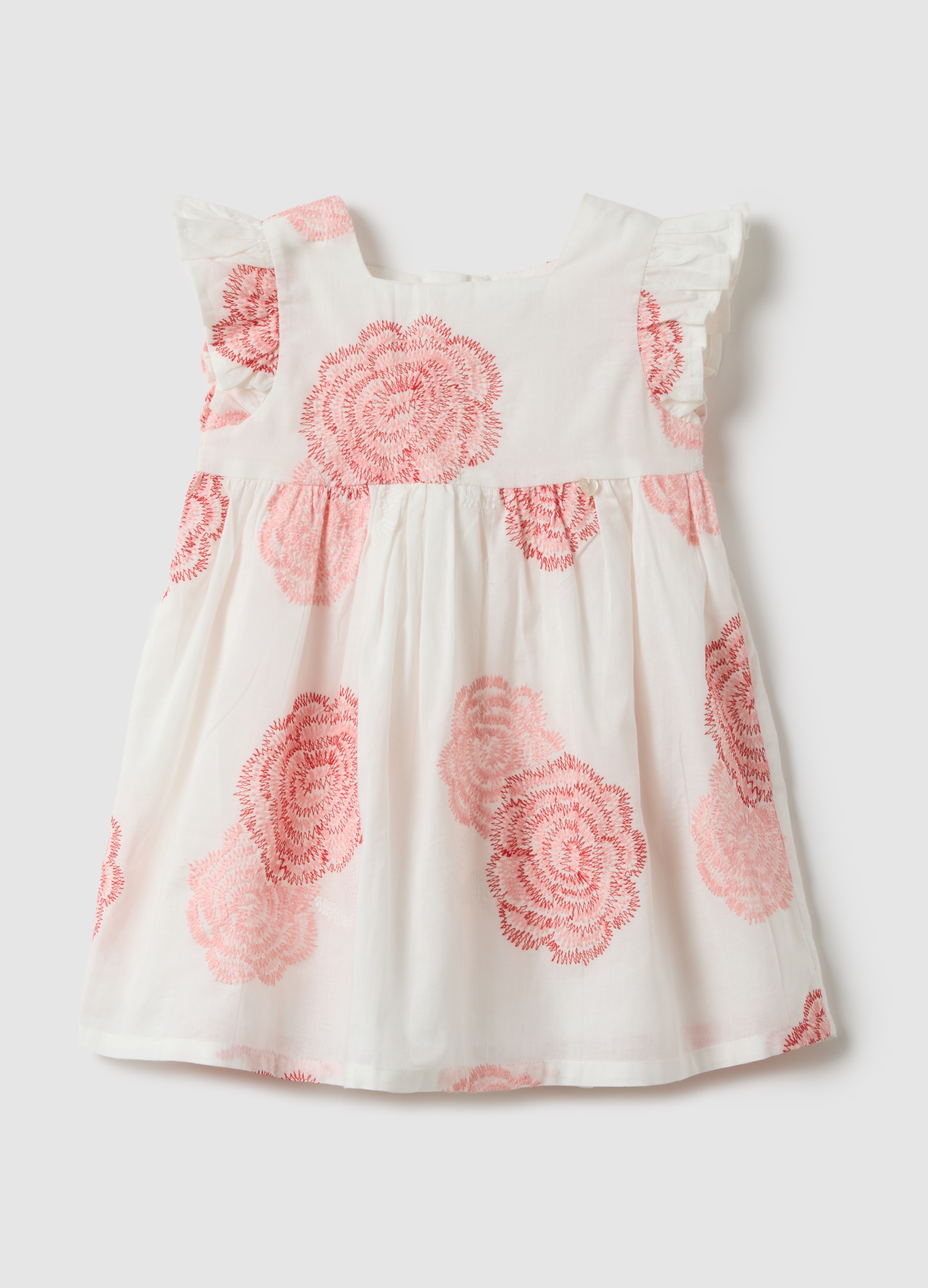 FAGOTTINO, Vestido Multicolor De Algodón Puro Para Niña Ajuste Regular Con Flores, Niña, Blanco/rosa, Talla: 24-30