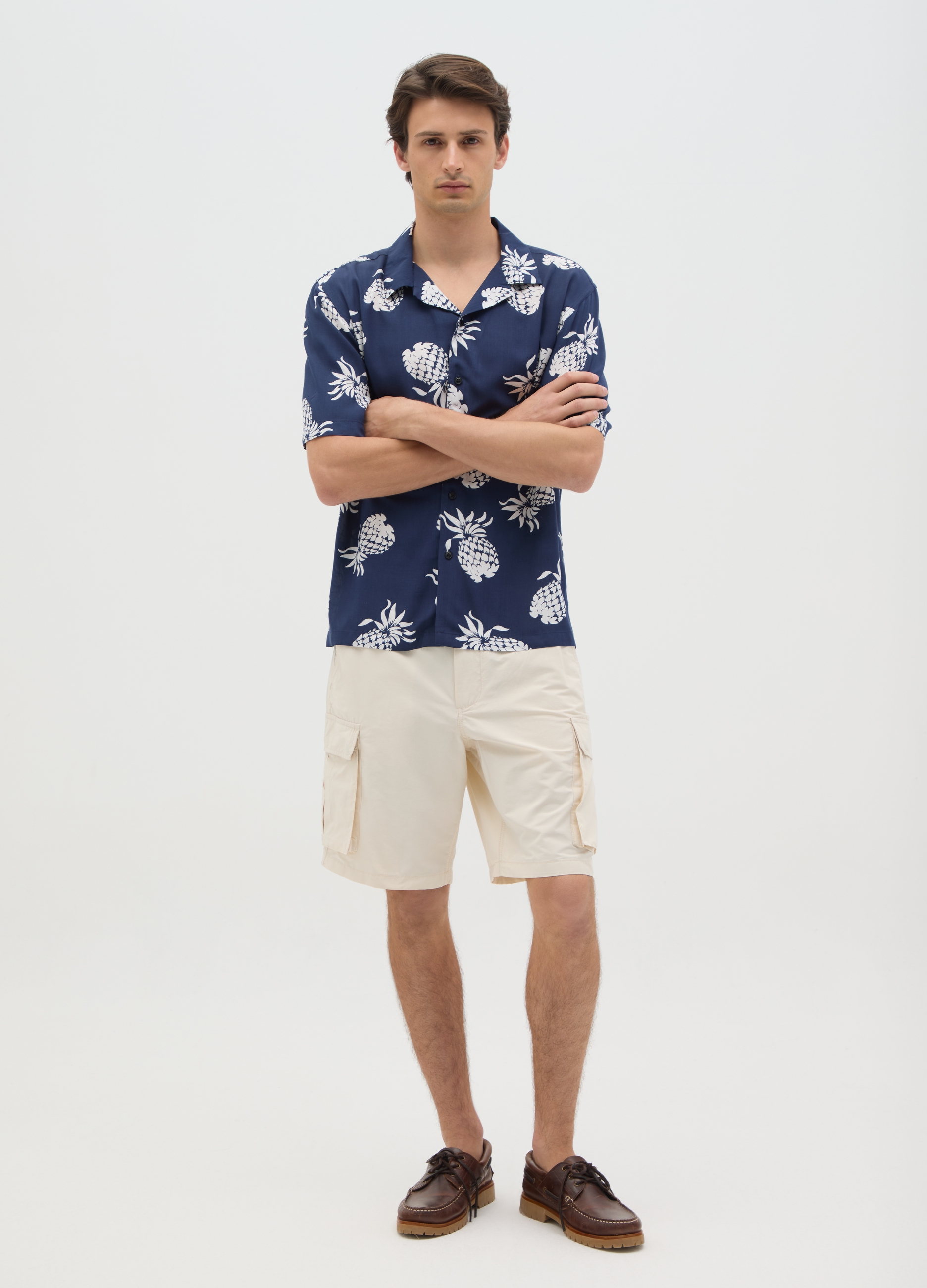 OVS, Pantalones Cortos De Hombre En Mezcla De Algodón Beige Ajuste Regular, Hombre, Arena, Talla: 48